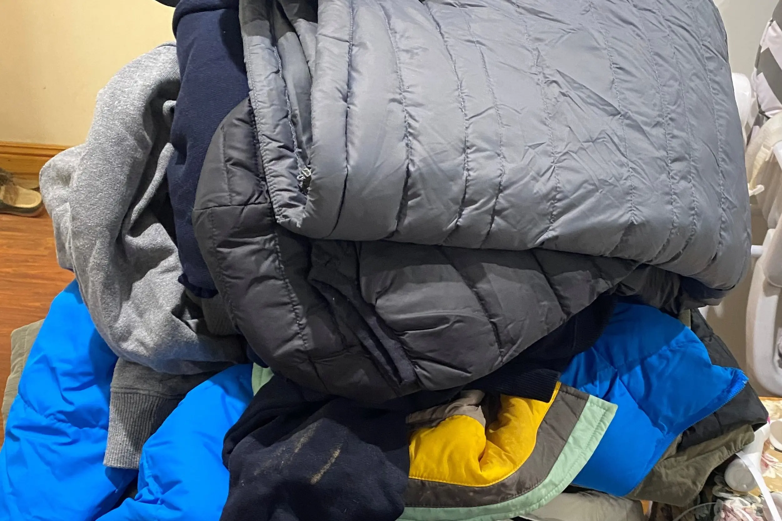 <p>PREPARING FOR THE COLD: A bundle of warm winter jackets will be among the items on offer at the next Wangaratta Seventh-day Adventist Church free pop-up op-shop.</p>\\n
