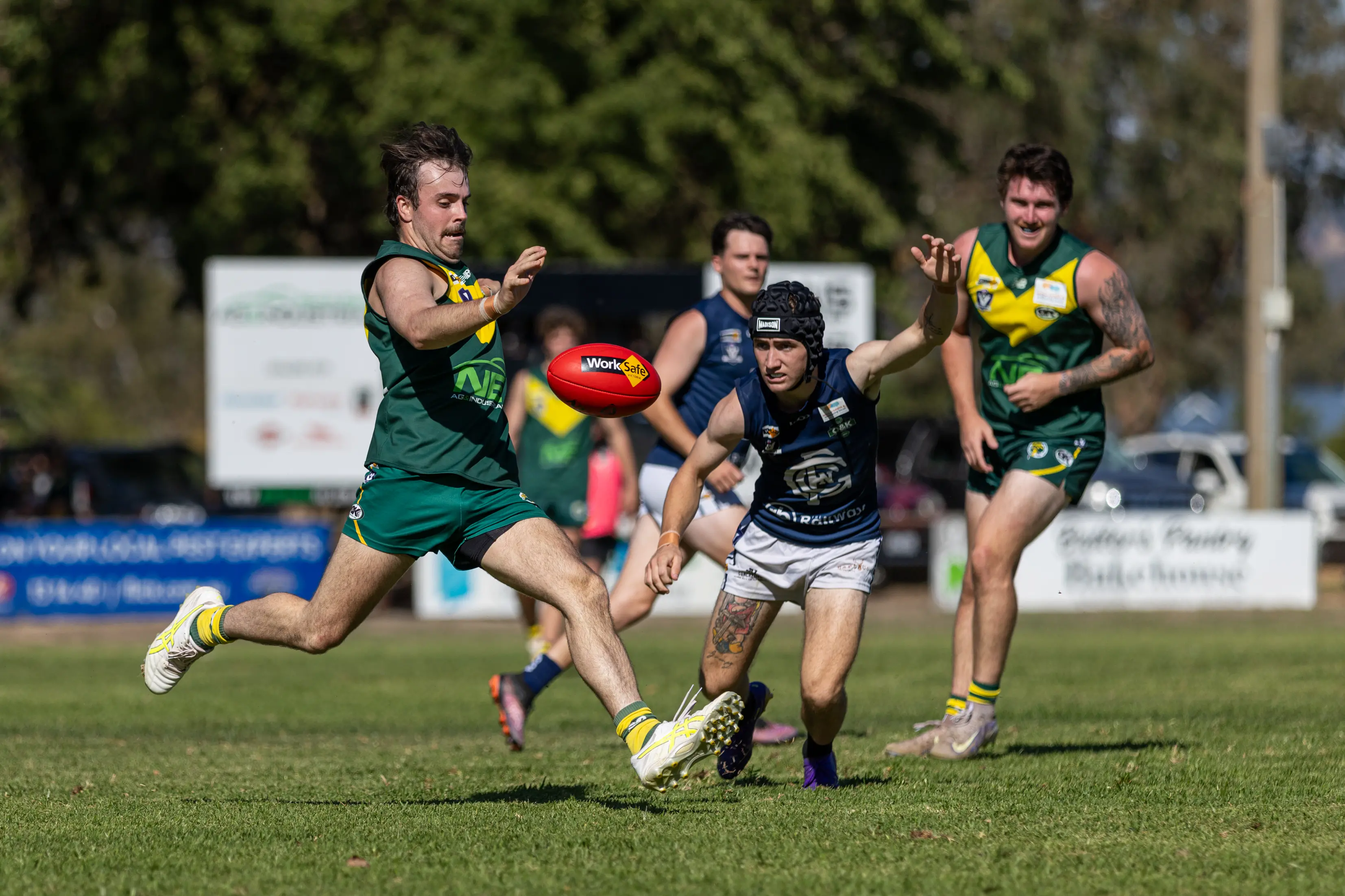 <p>ON THE HOP: George Hearn gets boot to ball in the Hoppers\\' nine-year-long drought-breaking win over Greta. PHOTO: Marc Bongers</p>\\n