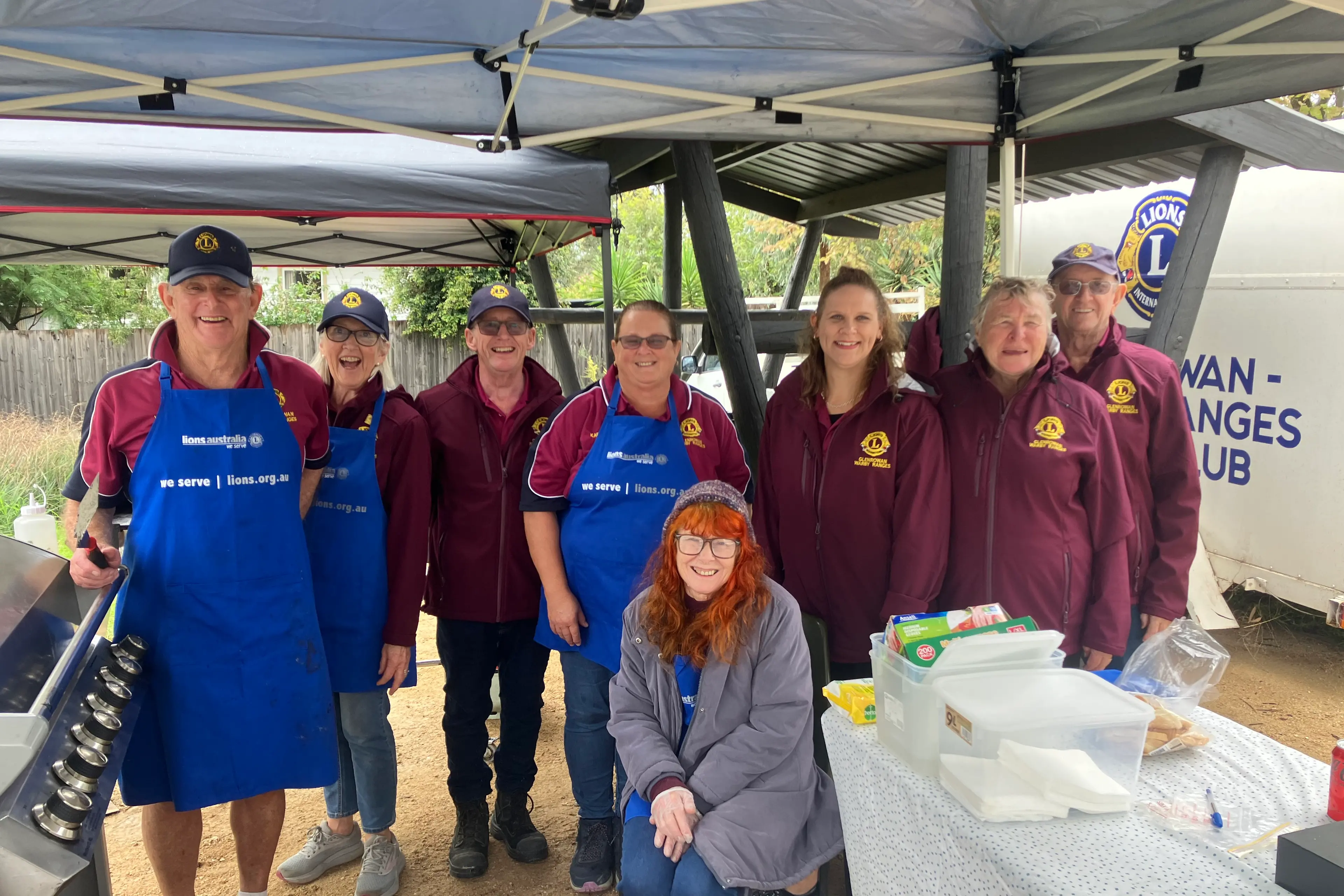 <p>VOLUNTEERS: Glenrowan Warby Range Lions Members Warren Coles, Robyn Coles, Russell Kelly, Karen Kelly, Jane Nicolosi, Maureen Coates, Geoffrey Coates and (front) club volunteer Gillian Althorp.</p>\\n
