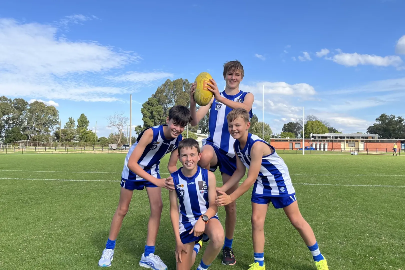 <p>BRING THE ACTION: Junior Kangaroos players Finn Carr (U14), Logan Vincent (U14), Levi Canning (U17) and Chad Vincent (U12) are thrilled to return to their home base at Wareena Oval when they contest the Imperials at this Saturday\\'s game. PHOTO: Grace Fredsberg</p>\\n
