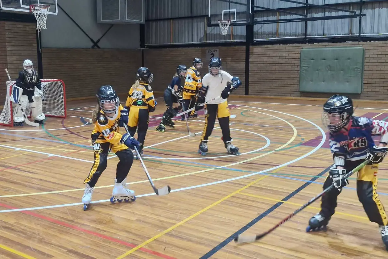 <p>RARING TO GO: Practising at the WSAC on Wednesday evening ahead of Wangaratta\\'s first inline hockey season this Sunday at the WSAC were (from left) goalie Thomas Fuller, Luella Avery, Brynn Evans-Barr, Arle Kewish, Hamish Cowton, Jacob Gladstone and Toby Dickson.</p>\\n