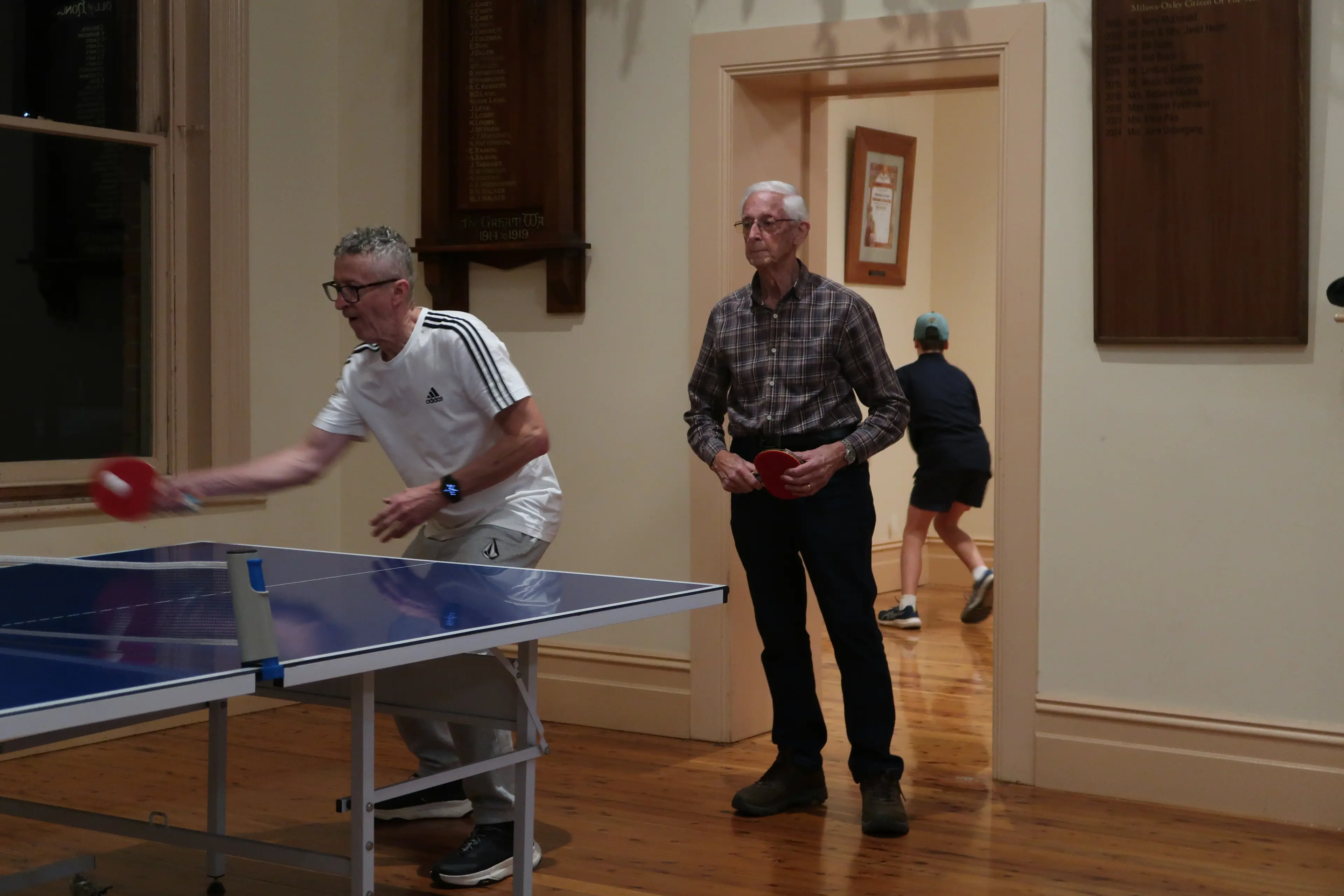 <p>FEARSOME DUO: Neil Brock and Ernie Menichelli in action at Monday night\\'s Oxley social table tennis group. PHOTO: Jason Mullins</p>\\n