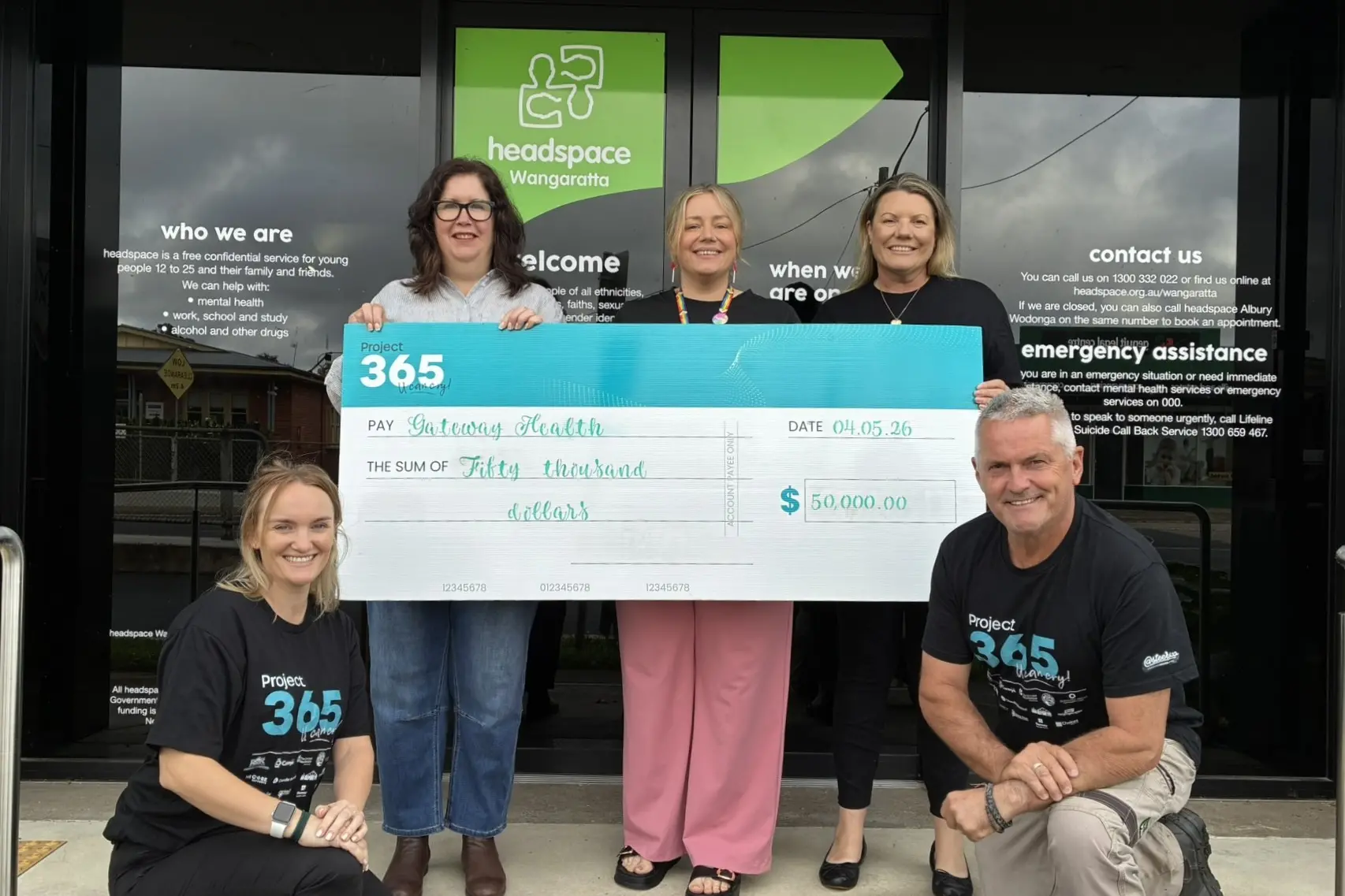 <p>PARTNERSHIP: Project 365 committee members Emma Merlo (left), Rachel Devine (second from right) and Pete Rourke (far right) present Gateway Health\\'s Alana Pund (second from left) and Katie Shalevski (centre) $50,000 raised at the 2026 Project 365 Gala to support the continuation and growth of a vital peer-led mental health program for local young people. PHOTOS: Jordan Duursma </p>\\n