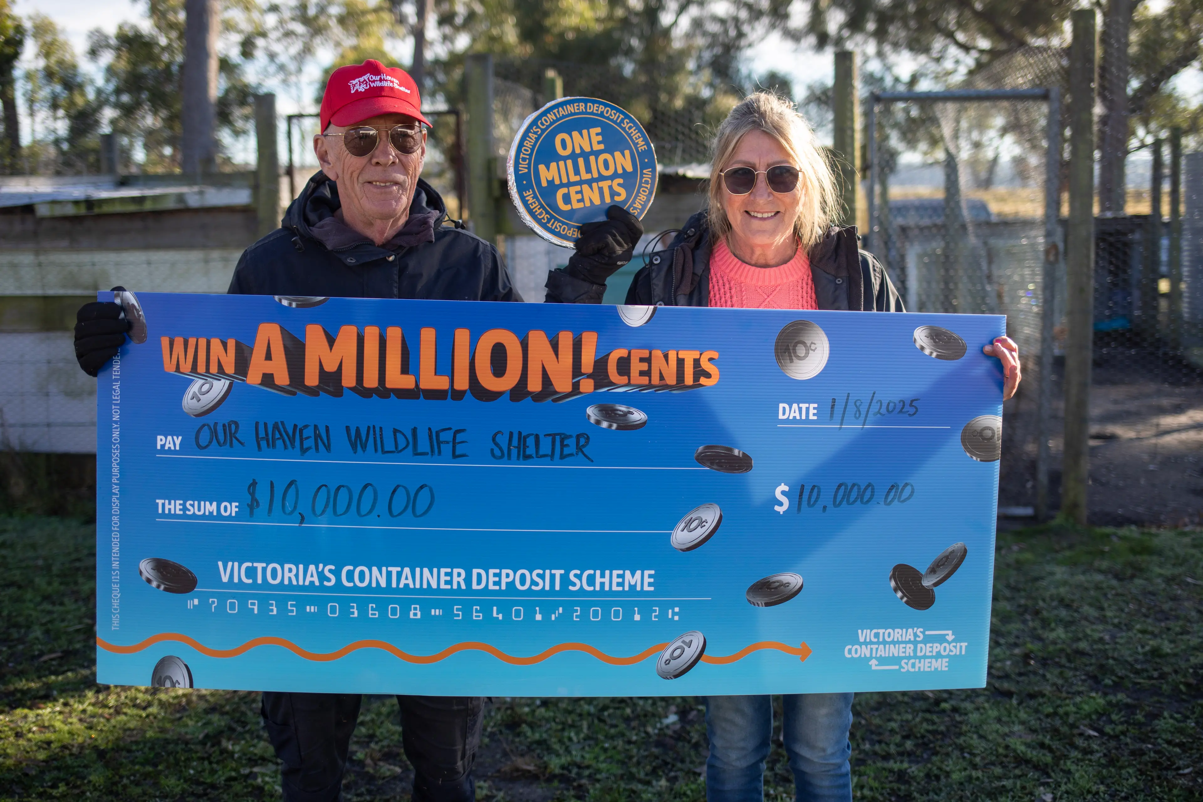 <p>HAPPY RETURNS: 2025 Win A Million Cents charity winners, Tony and Theresa Matthews, of Our Haven Wildlife Shelter.</p>\\n