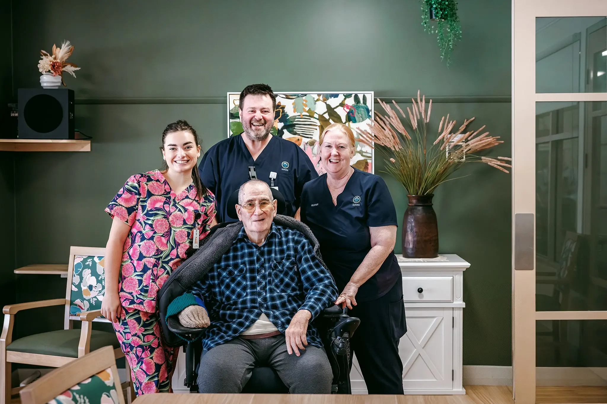 <p>THERE WHEN THEY\\u2019RE NEEDED: International Nurses Day recognises the efforts of nurses such as (from left) Diaz Melidonis, Mathew McLaurin and Heather Cowman from Illoura Residential Care, pictured here with resident Peter Reynolds who they supported through his final days. Peter\\u2019s wife allowed permission for Peter\\u2019s photo to be published in recognition of the care her husband received from staff at Illoura.</p>\\n