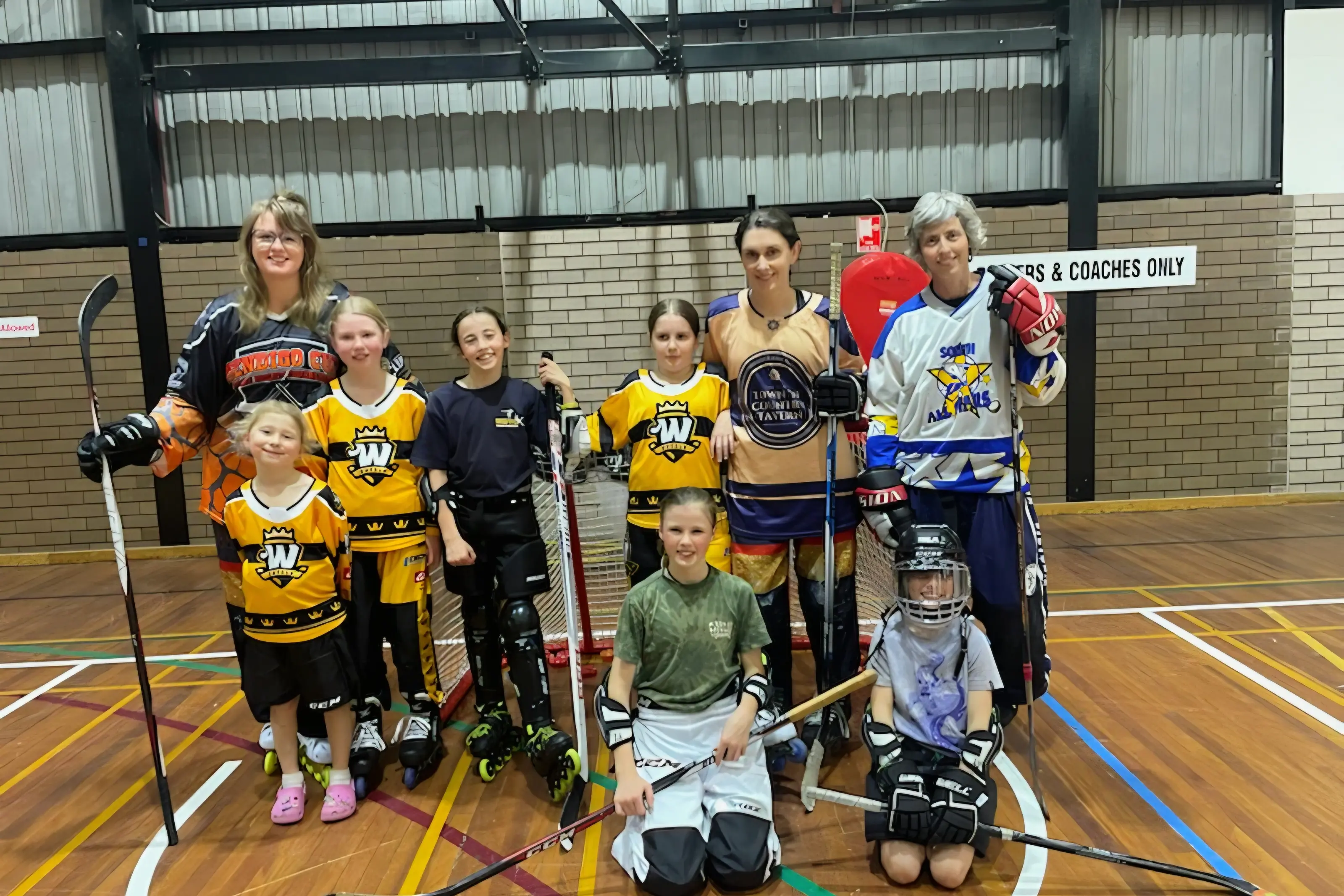 <p>FAMILY FUN: Inline hockey players (back from left) Laura Lengrand, Lydia Lengrand, Kyah Kewish, Luella Avery, Emma Avery, Maree Kewish, (front from left) Ashlee Lengrand, Arle Kewish and Isla Kewish will celebrate Mother\\'s Day with sticks in hand and skates on feet.</p>\\n