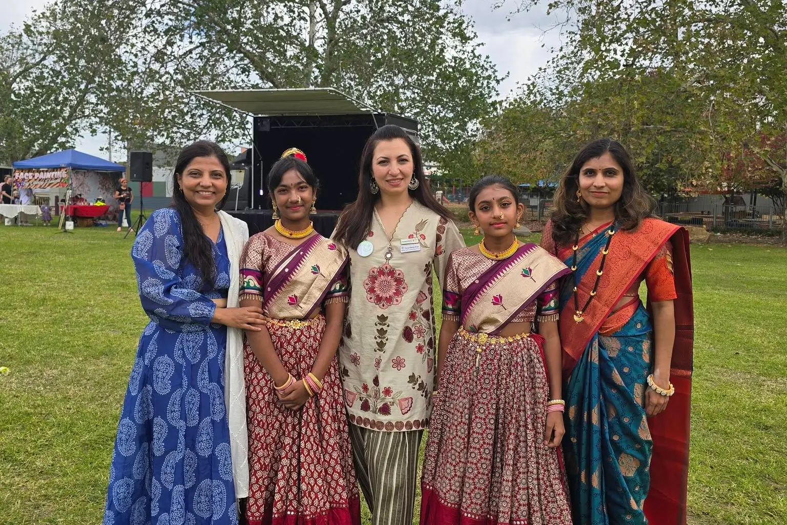<p>FESTIVE TRADITIONS: Manisha, Vedanshi, Faryal, IRA and Asmita were among the 300-strong crowd at the NEMA Multicultural Food and Arts Festival.</p>\\n
