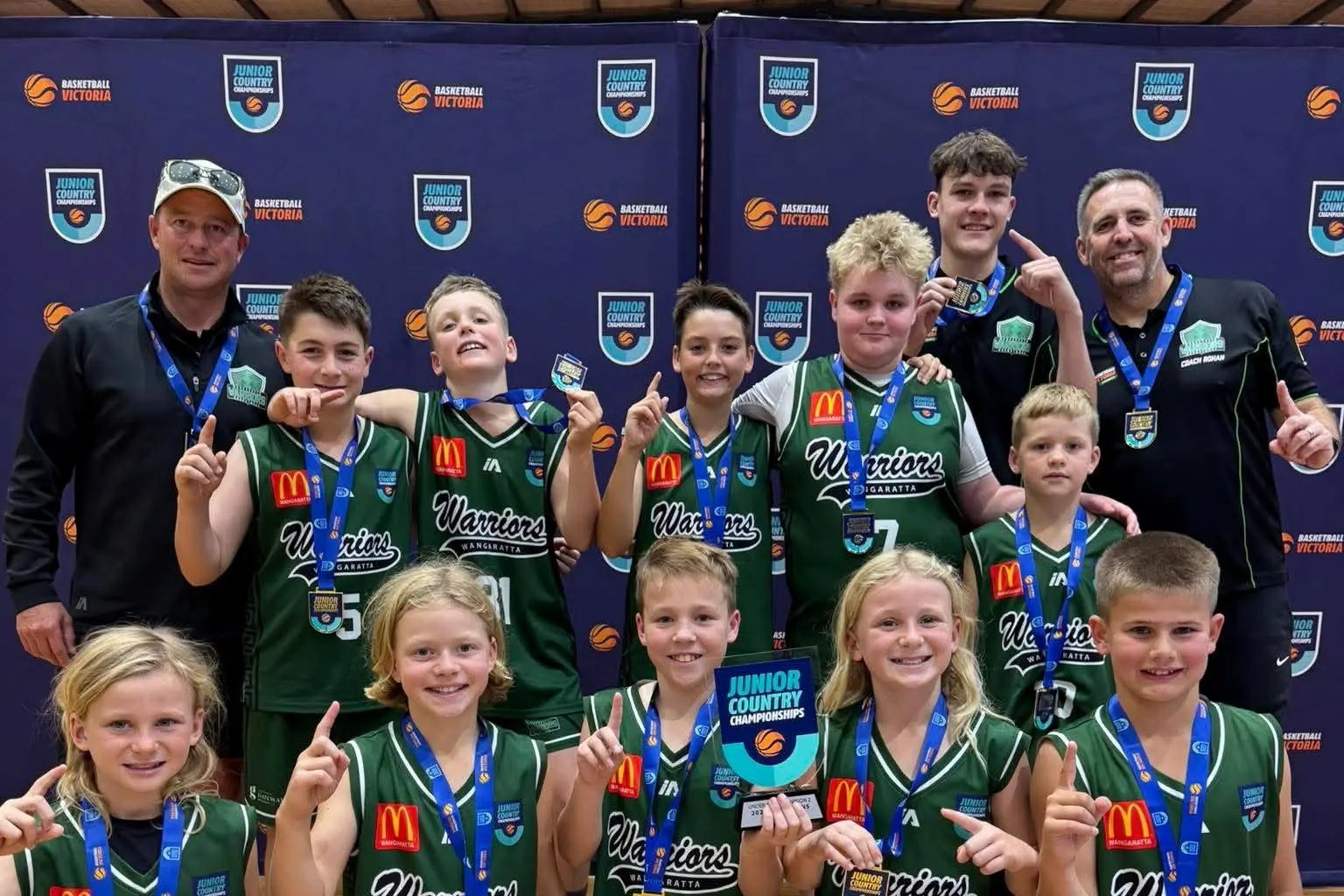 <p>CHAMPIONS: Wangaratta Warriors under 12 boys took out the division two title at the Junior Country Championships held in Bendigo in April.</p>\\n