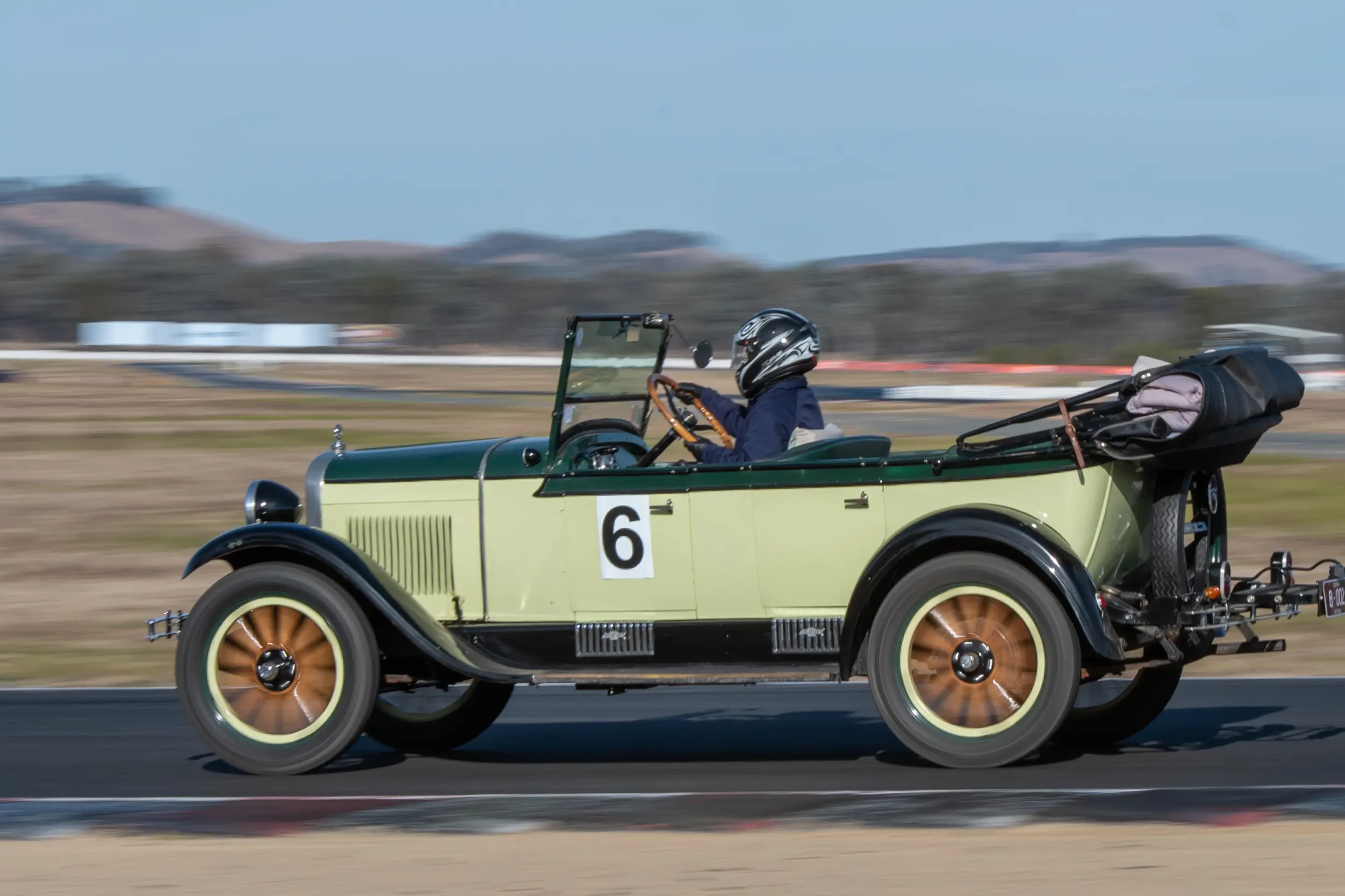<p>SMOOTH RIDING: Holly Sampson competing in the \\'regularity\\' event in her 1927 Chevrolet Tourer at the 2025 Historic Winton. PHOTO: Chris Barbour</p>\\n