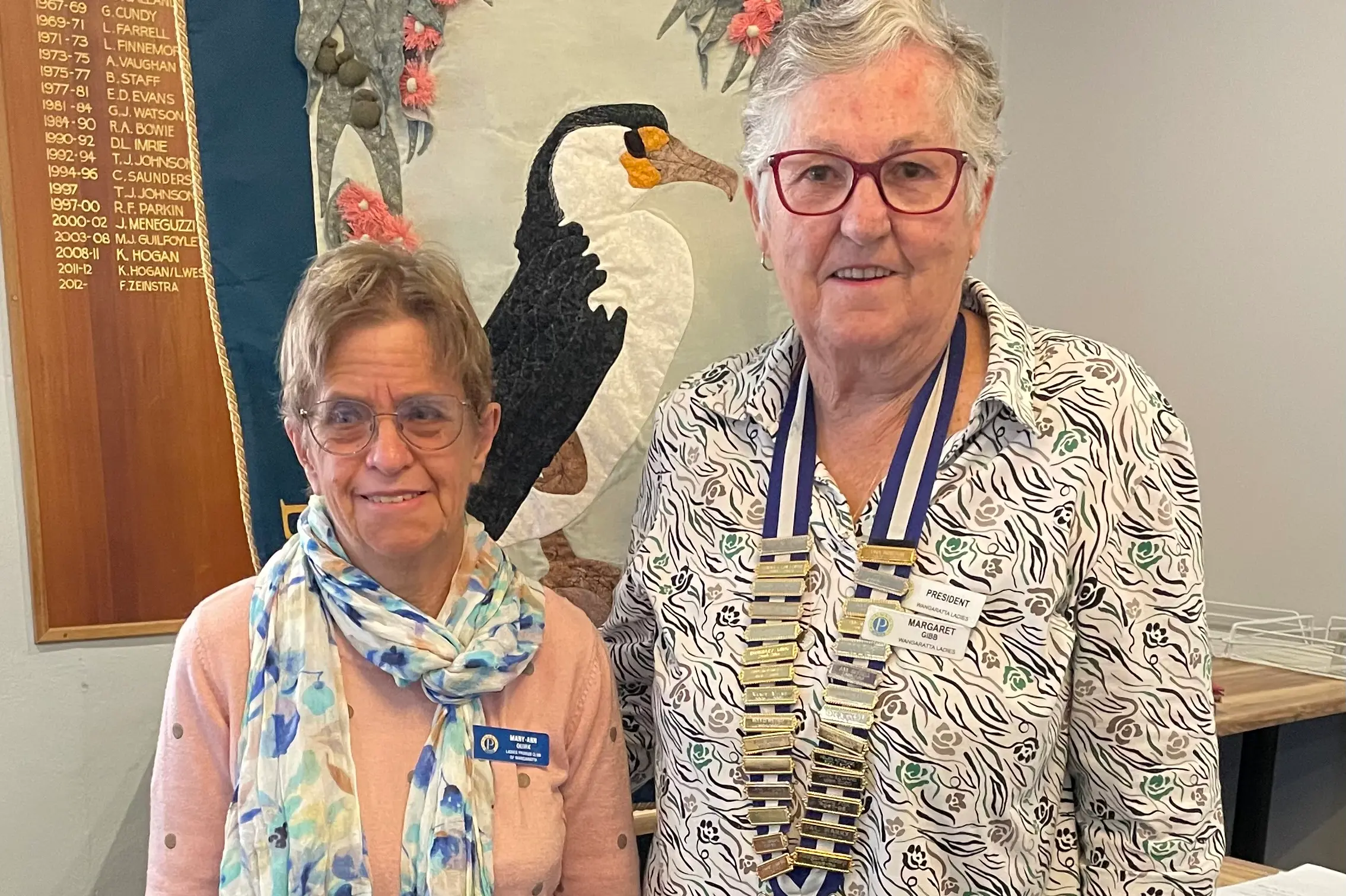 <p>NEW FACE WELCOMED: Mary Anne Quirk with president of Wangaratta Ladies Probus, Marg Gibb, following her induction into the club at the May meeting. </p>\\n