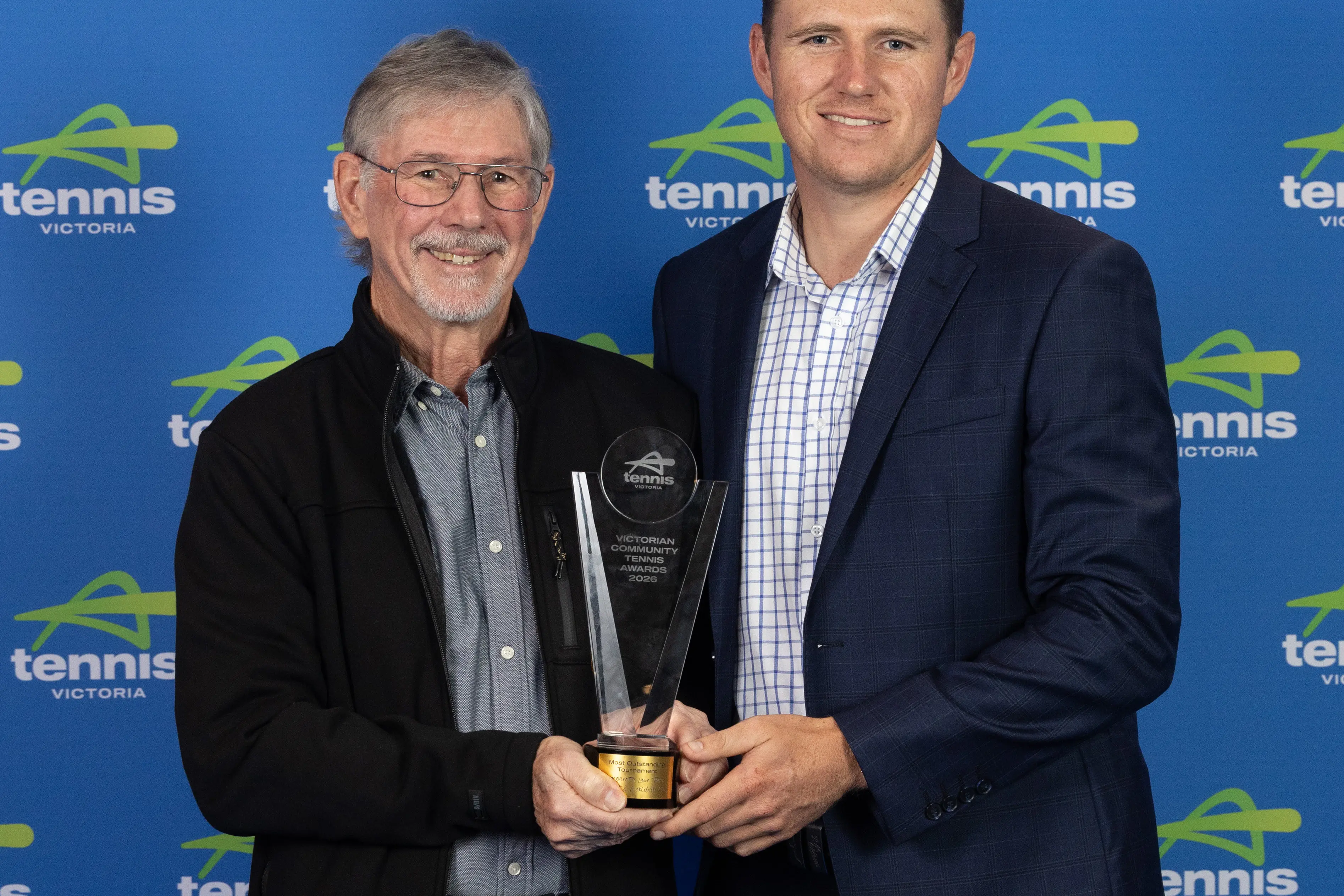 <p>AWARD WINNING: Wangaratta Lawn Tennis, Croquet and Pickleball Club tournament director Frank Harris (left) and president Sam Allen accepted the award for Most Outstanding Tournament at the 2026 Victorian Community Tennis Awards. PHOTO: Tennis Victoria</p>\\n