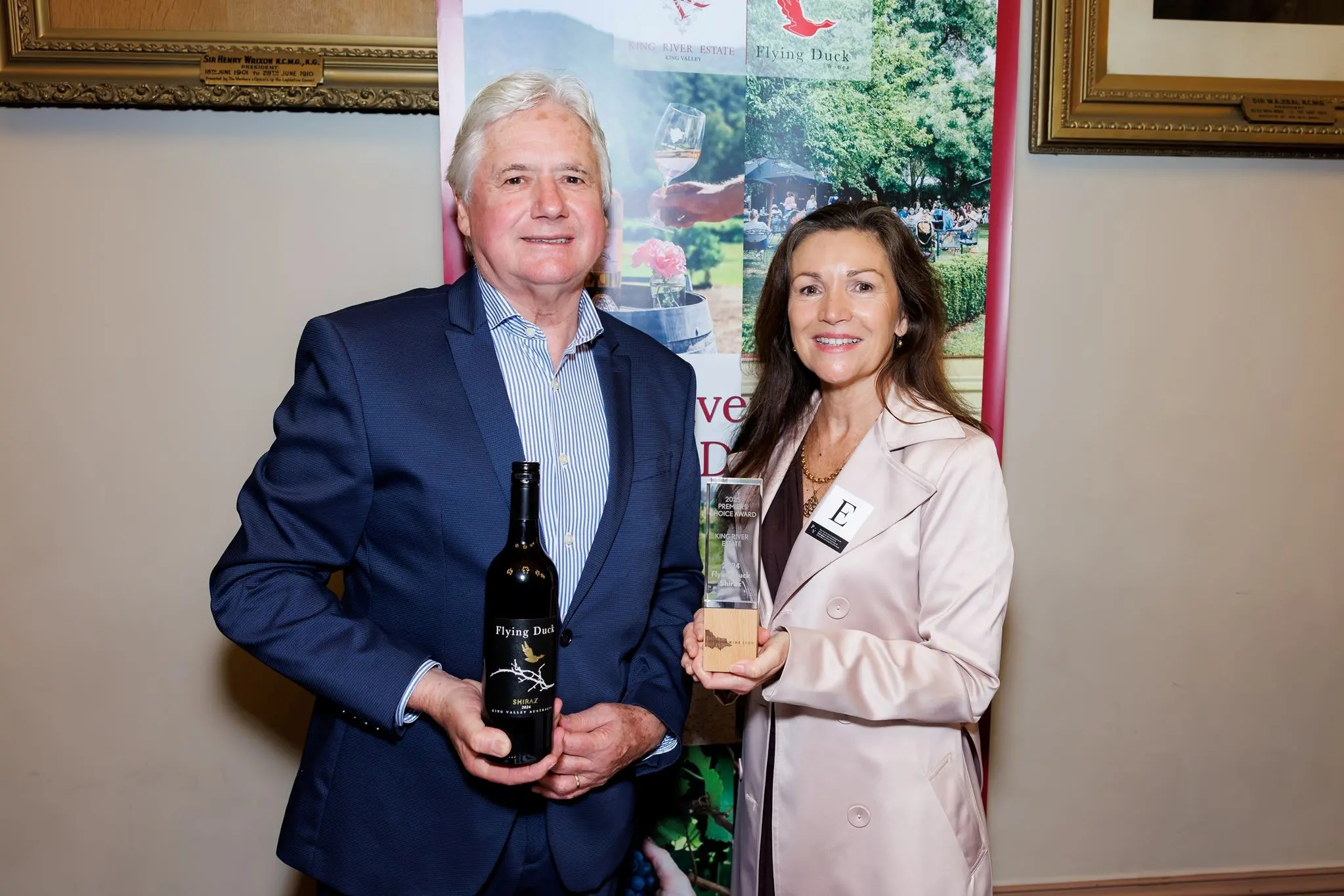 <p>PROUD: King River Estate owners Karen and John Butler proudly accepted 2026 Premier\\u2019s Choice award for their 2024 Flying Duck Shiraz at Parliament House on Tuesday 16 June.</p>\\n