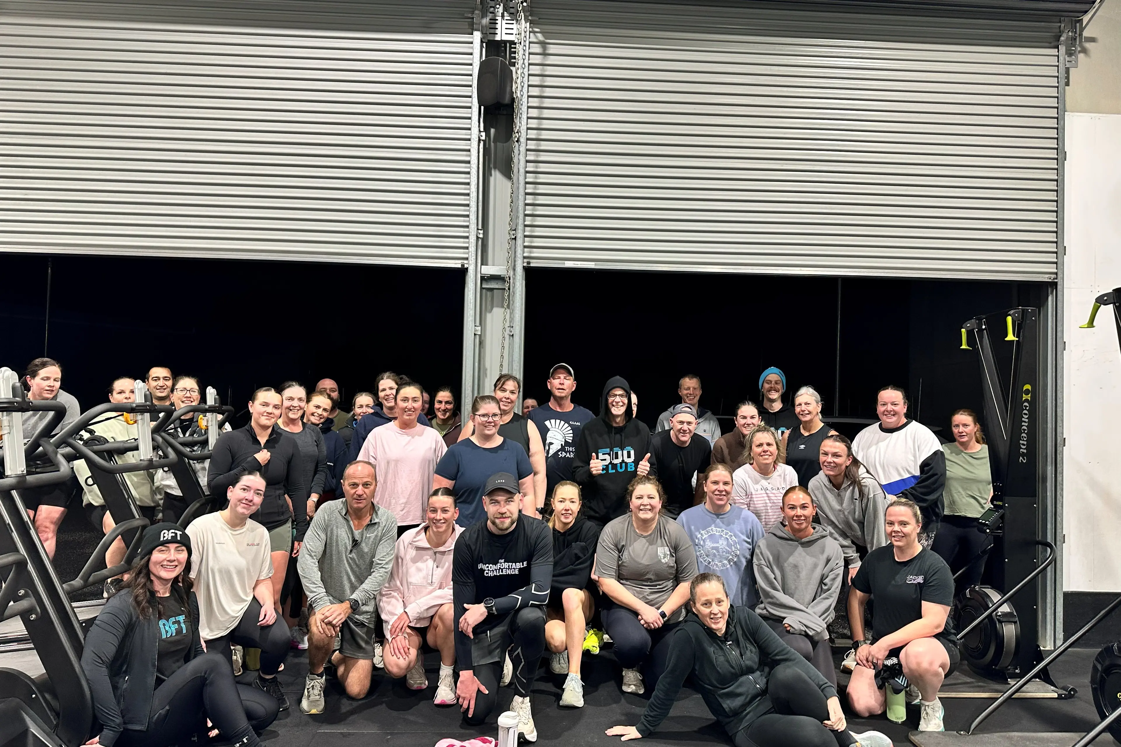 <p>SUPPORTERS: Blake Bourne (front, fifth from left) swung by BFT Wangaratta on route his 1000km run from Geelong to Sydney. </p>\\n