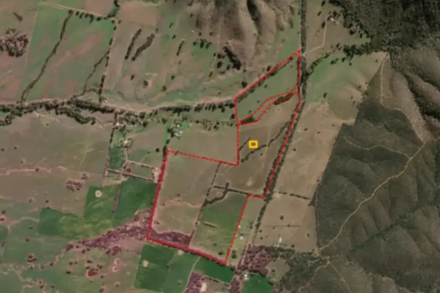 <p>STORAGE PERMIT DECLINED: The red perimeter indicates the subject site for a proposed explosives storage facility at Murmungee.</p>\\n