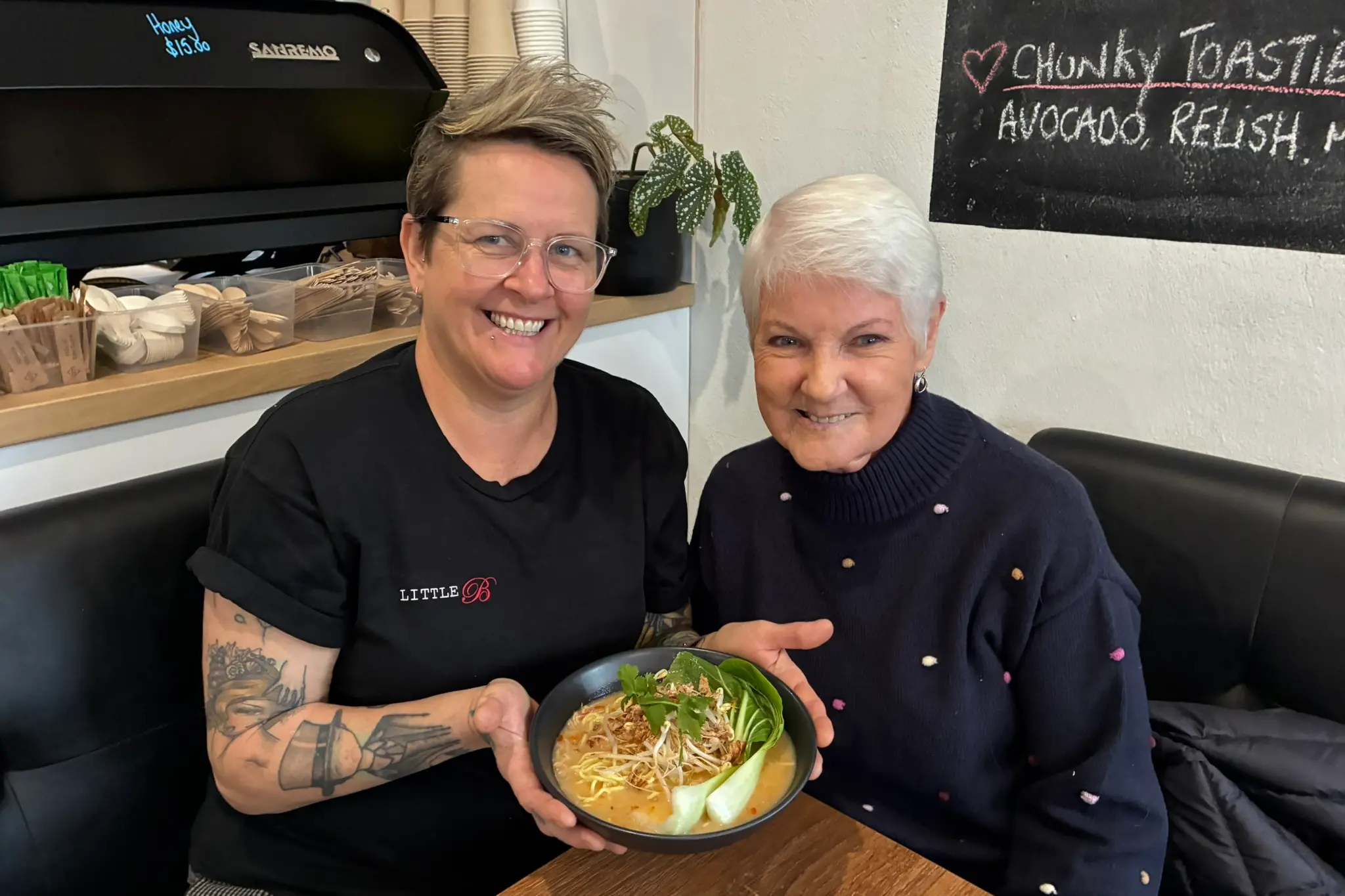 <p>SOUP FOR THE SOUL: Little B caf\\u00E9 owner Colette Solf and oral cancer survivor Jackie Welsh are teaming up for the \\u2018Soup for the Soul\\u2019 fundraiser from 1 - 17 July to raise awareness and funds for Head and Neck Cancer Australia. PHOTO: Jordan Duursma </p>\\n