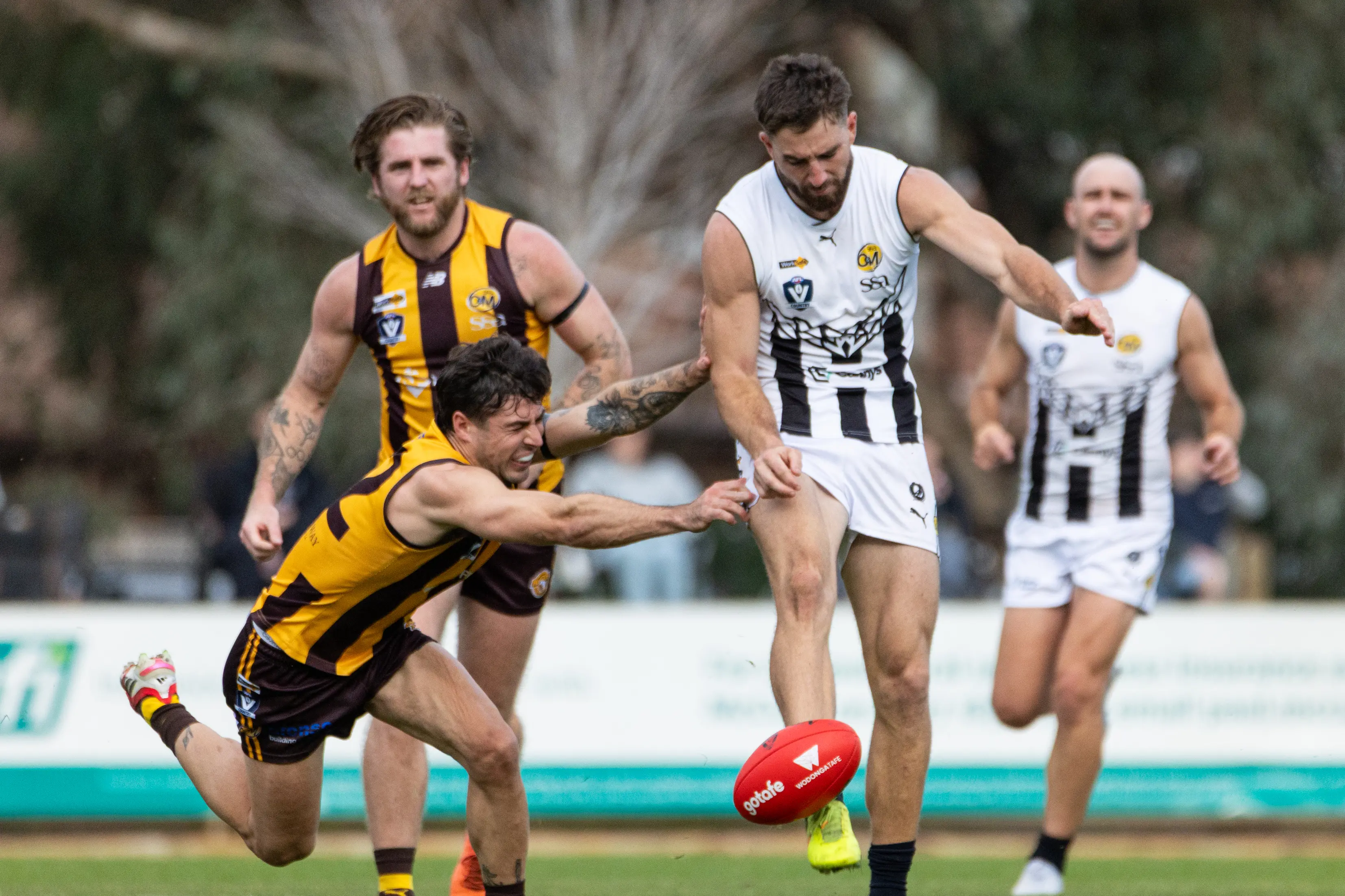 <p>RESTING UP: Wangaratta\\'s Joel Stevens will be rested this week as the \\'Pies host Albury, while Sam Murray (background) will miss for the Rovers at Corowa with a hamstring injury. PHOTO: Marc Bongers</p>\\n