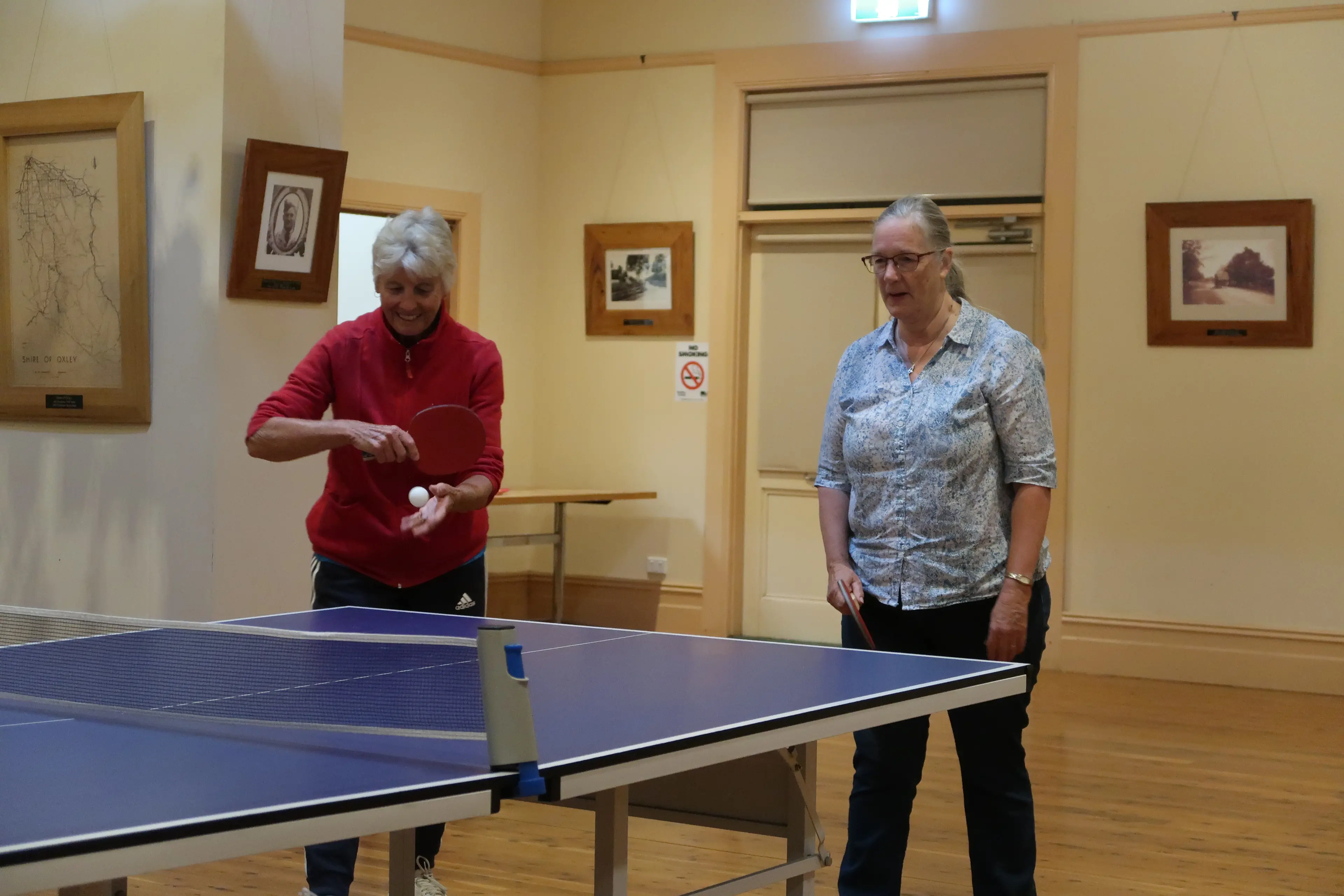 <p>DYNAMIC DUO: Cheryl Coad and Debbie Brunken paired up for Oxley table tennis on Monday night. PHOTO: Jason Mullins</p>\\n