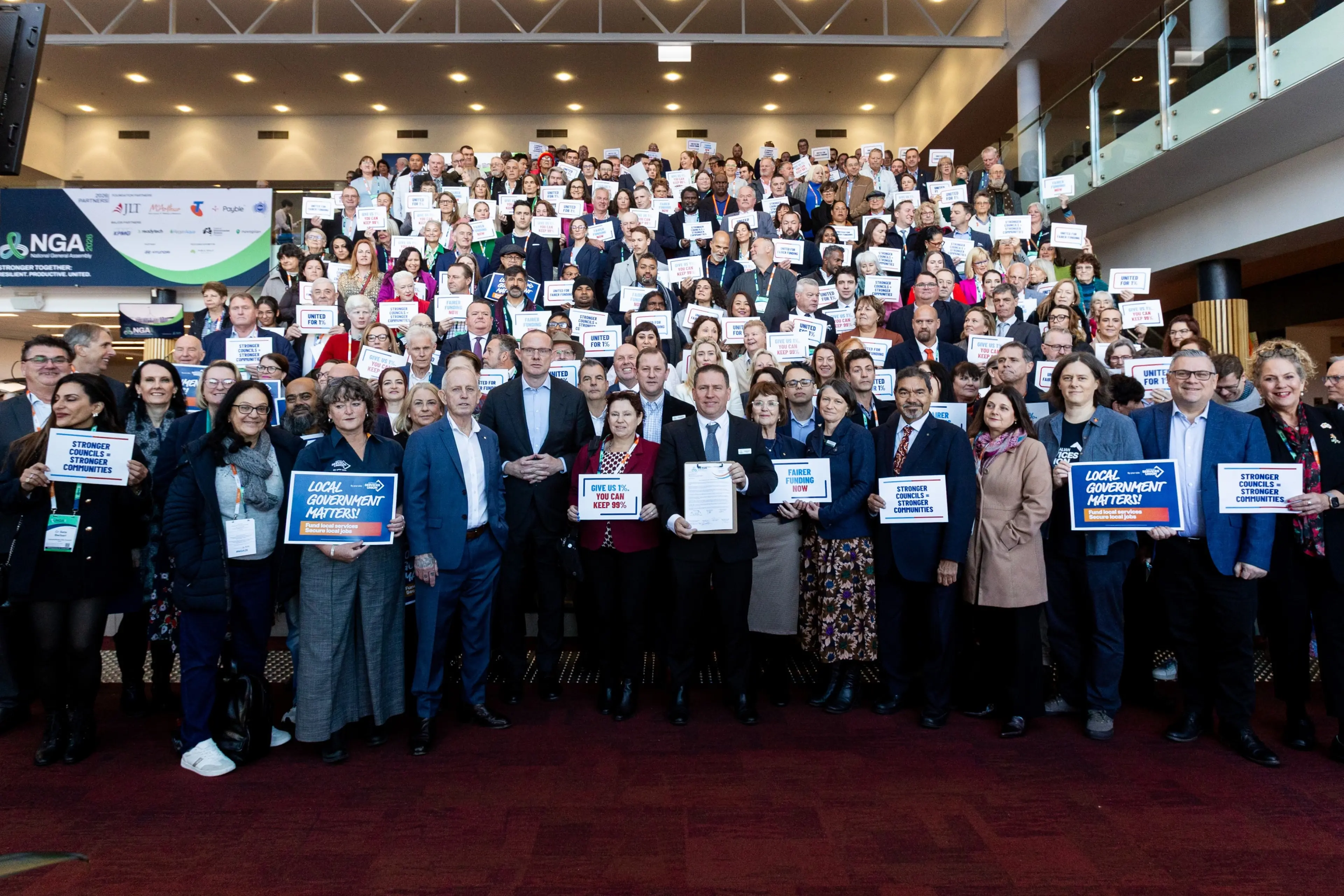 <p>WE NEED IT NOW: Council representatives from across Australia, including Wangaratta councillors Allison Winters and Dave Fuller, who attended an assembly in Canberra, are all on the same page when it comes to calls for more Commonwealth funding for local government.</p>\\n