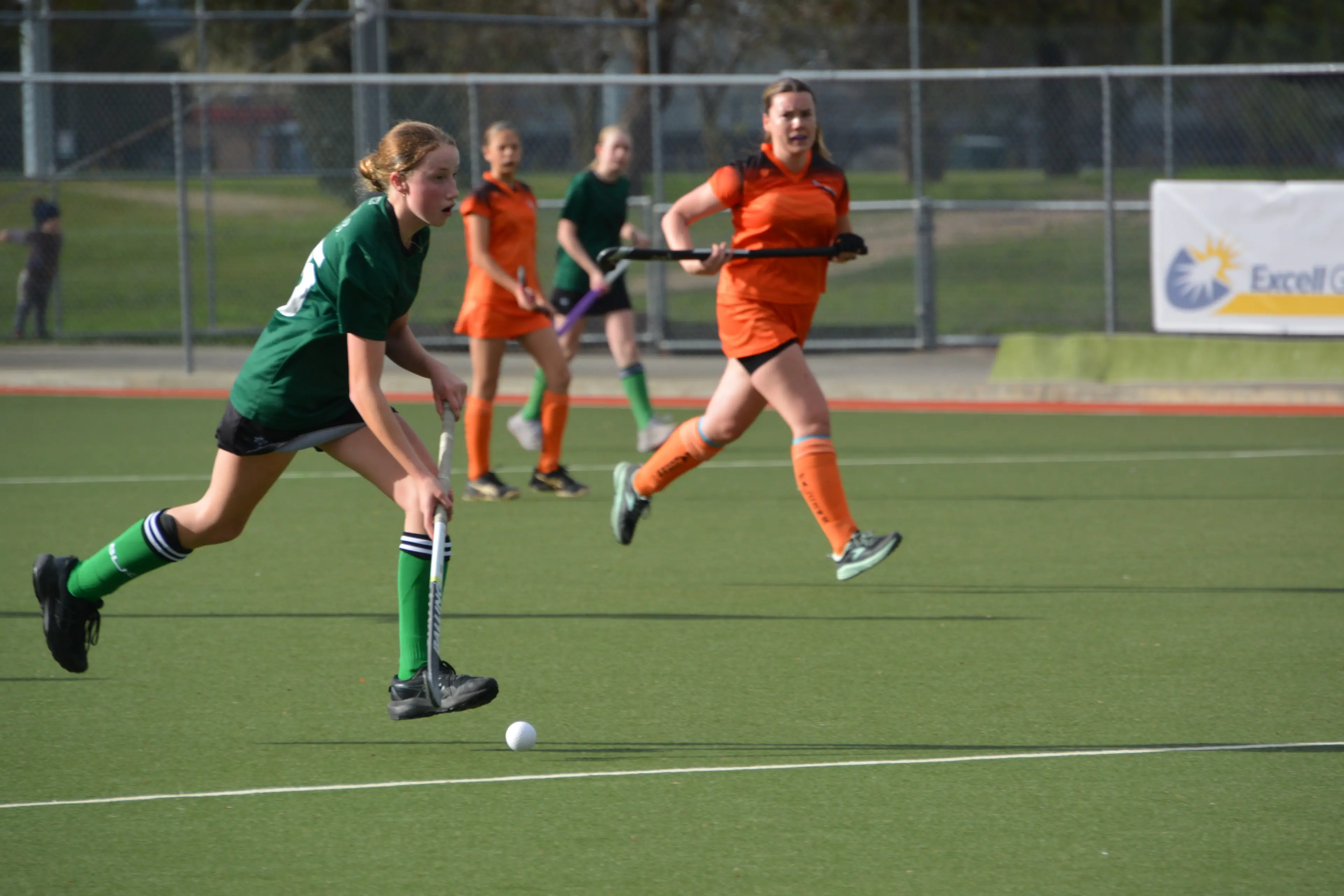 <p>FAST PLAY: Elsie Cunneen runs the ball down the field. PHOTOS: Kylie Samson</p>\\n
