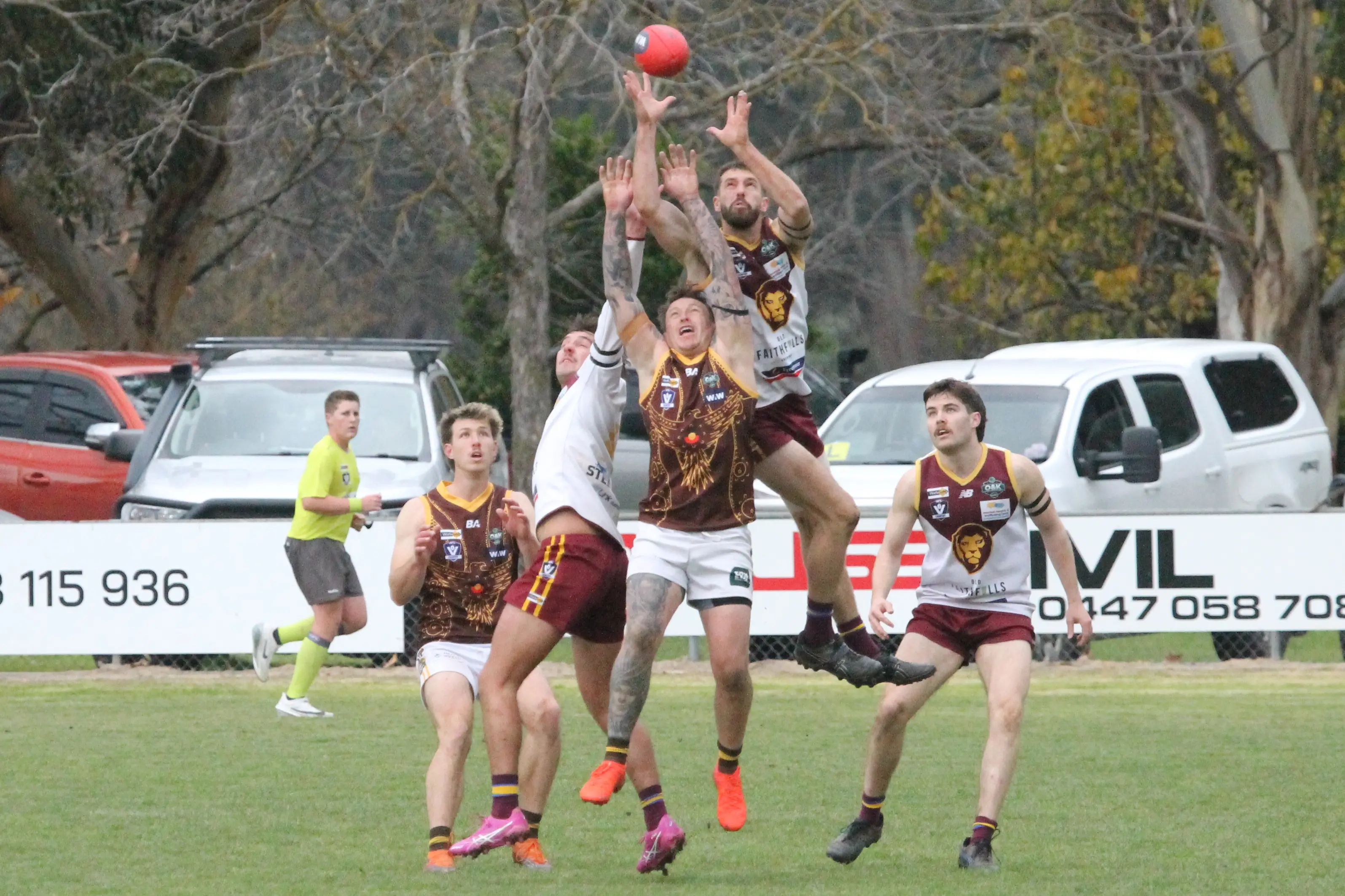 <p>PACK MARK: Whorouly\\'s Max Scott rises to take a contested grab in the Lions\\' backline. PHOTO: Nathan de Vries</p>\\n
