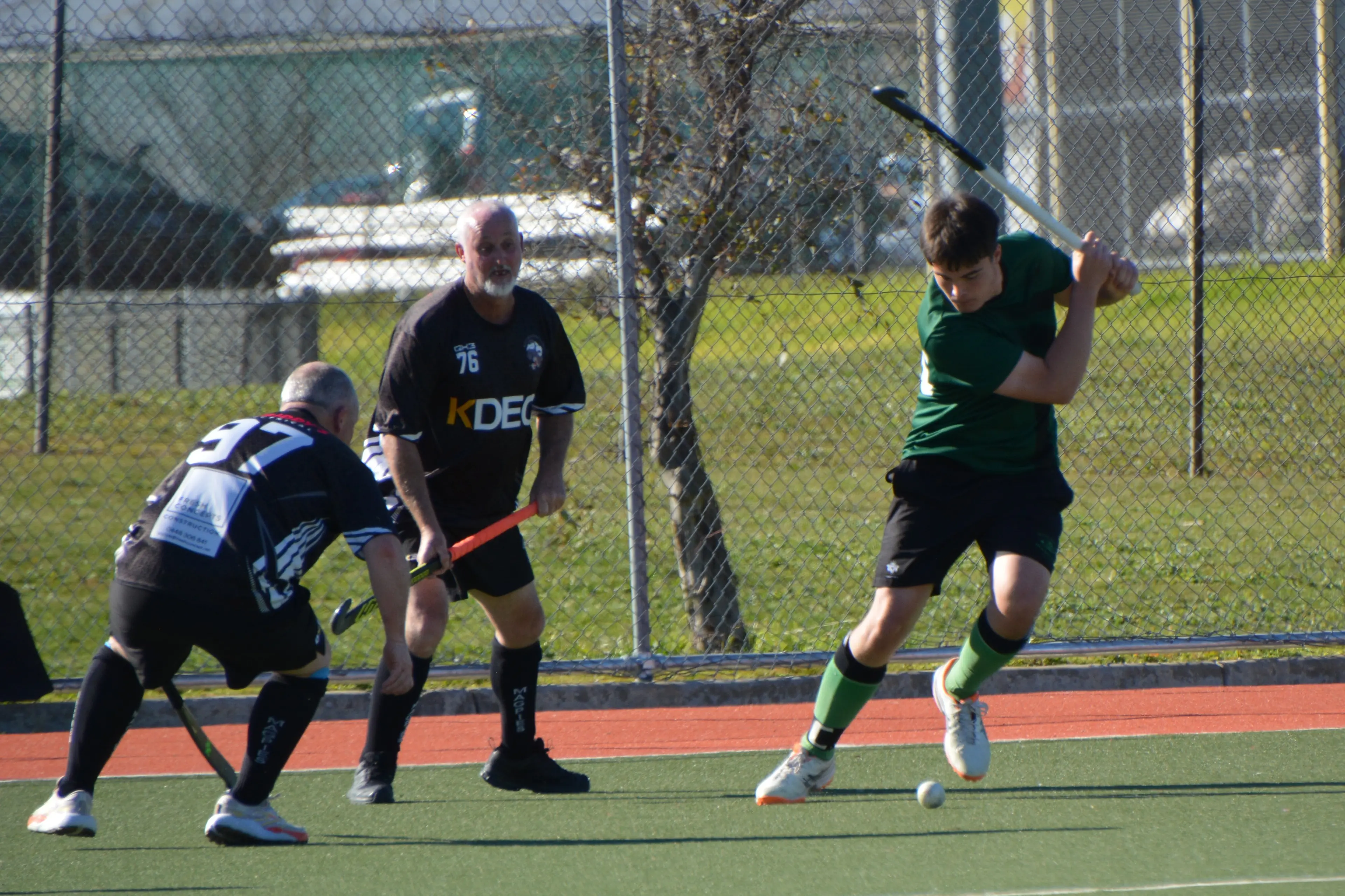 <p>ON GOAL: Sam Couche fires a shot on goal in the division two men\\'s 7-1 win. PHOTO: Kylie Samson</p>\\n