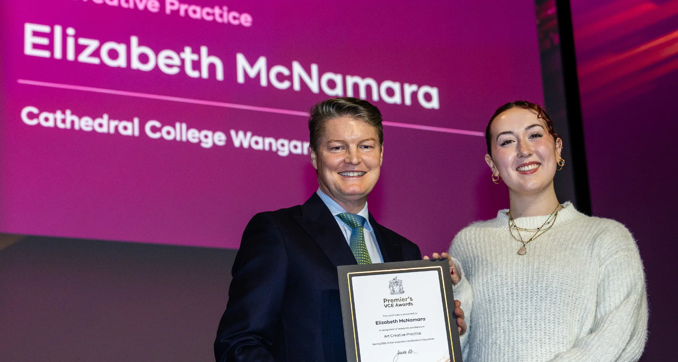Cathedral College alum recognised at the Premier's VCE Awards