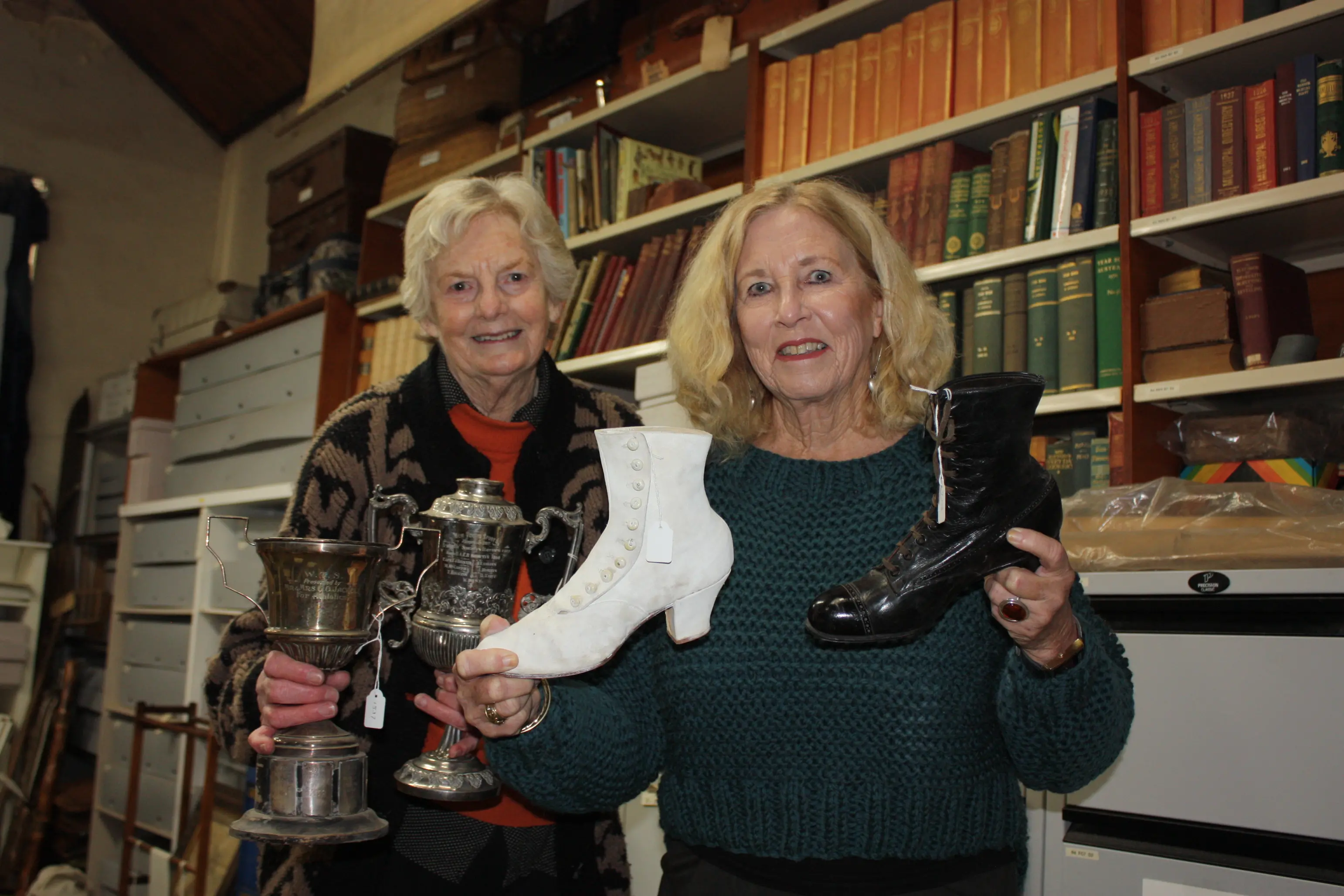 <p>UNVEILED: Wangaratta Historical Society committee members Sandra Neville and Claire Russell are inviting the community to view hidden treasures and unveiled local artifacts at a special historical exhibition. PHOTO: Jordan Duursma </p>\\n