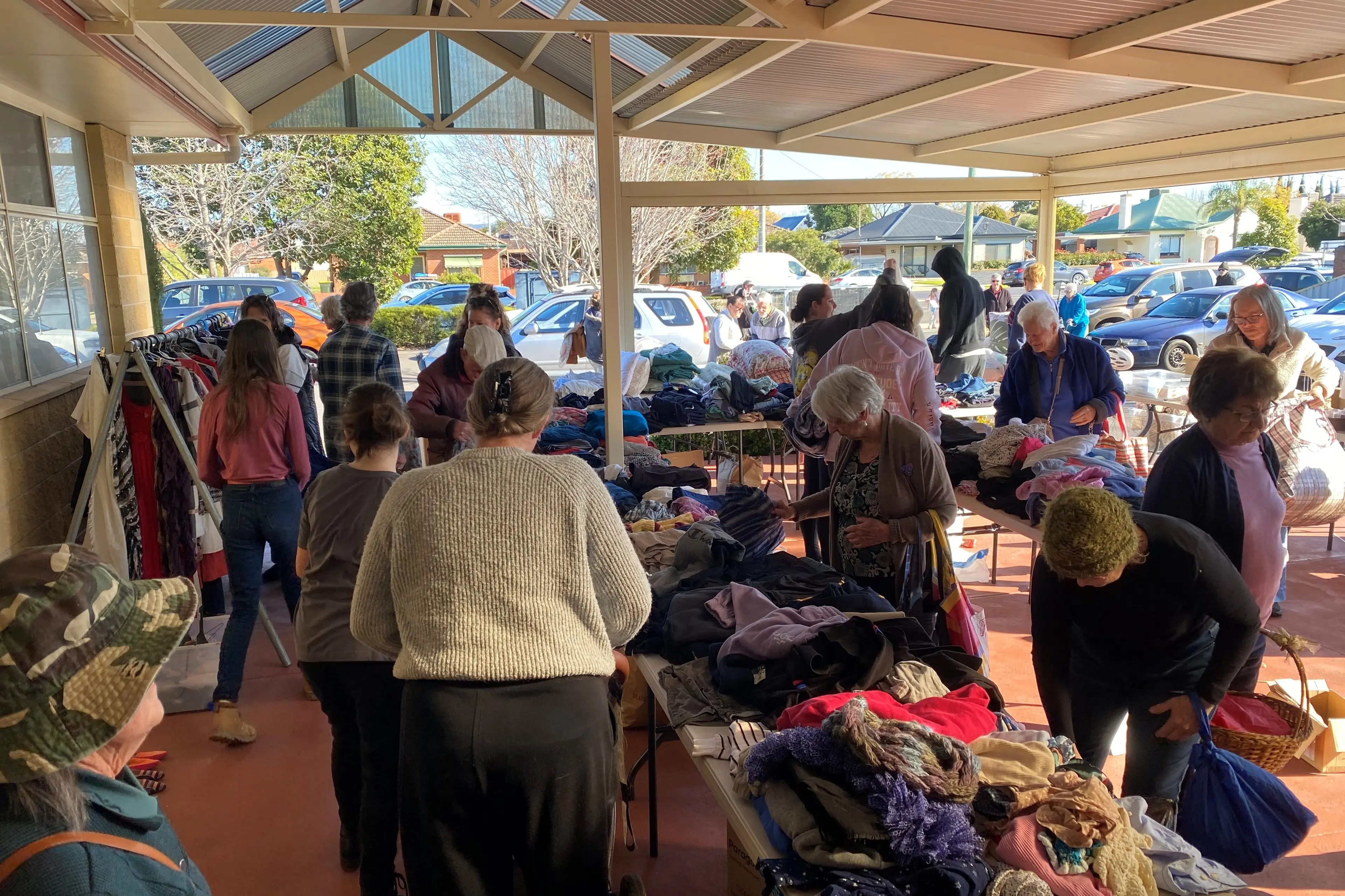 <p>LOTS TO SEE: Locals peruse the stalls at Sunday\\'s free pop-up op shop at the Seventh-day Adventist Church in Phillipson Street.</p>\\n