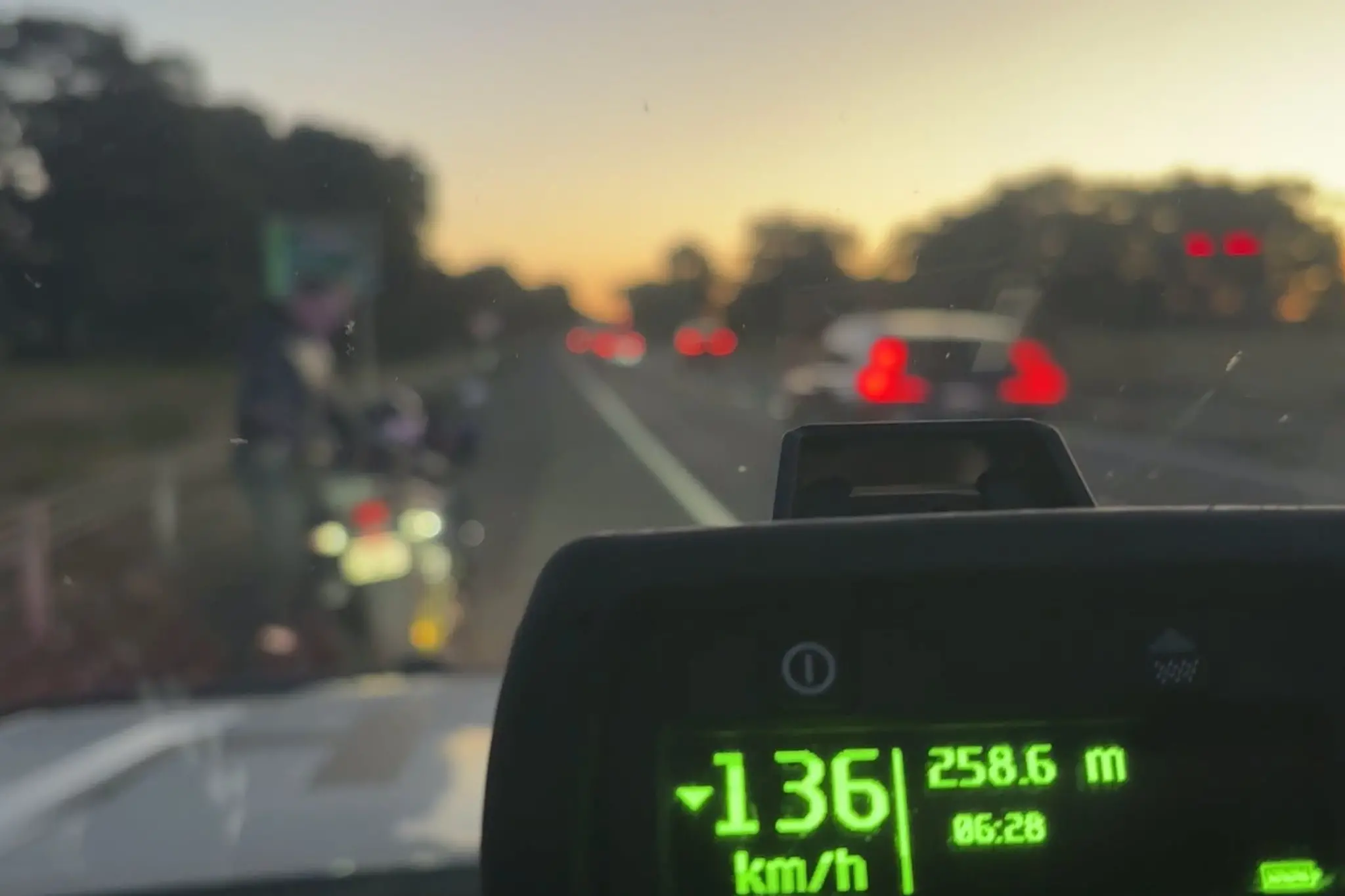 <p>TAKE CAUTION: Police issued a word of caution to motorists driving at dawn and dusk following an intercept of a motorcyclist who was caught speeding Saturday evening. PHOTO: Victoria Police</p>\\n