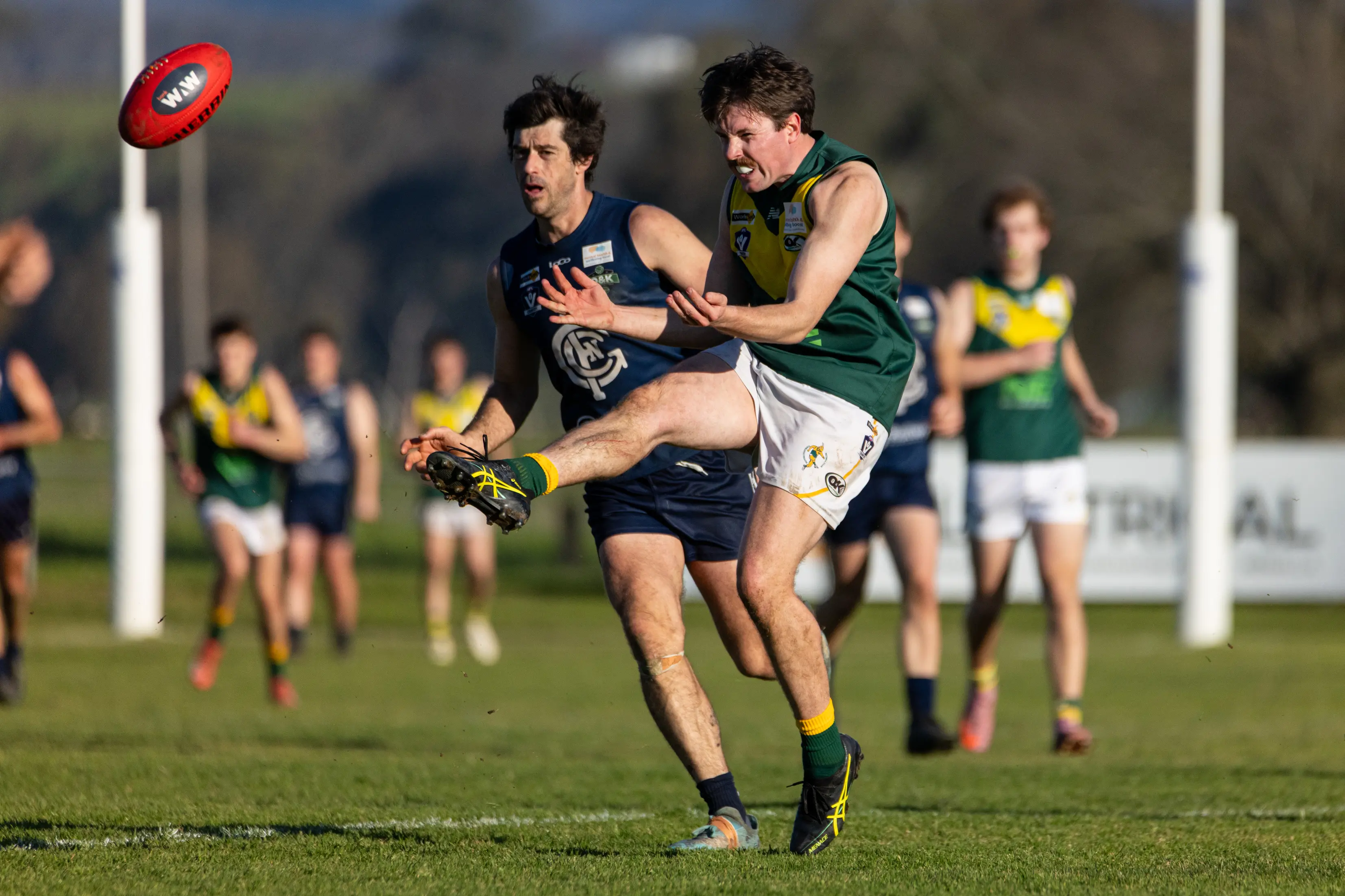 <p>SURGING ONWARDS: Nick Stewart sends the Hoppers forward in their 13-point win over the Blues. PHOTO: Marc Bongers</p>\\n