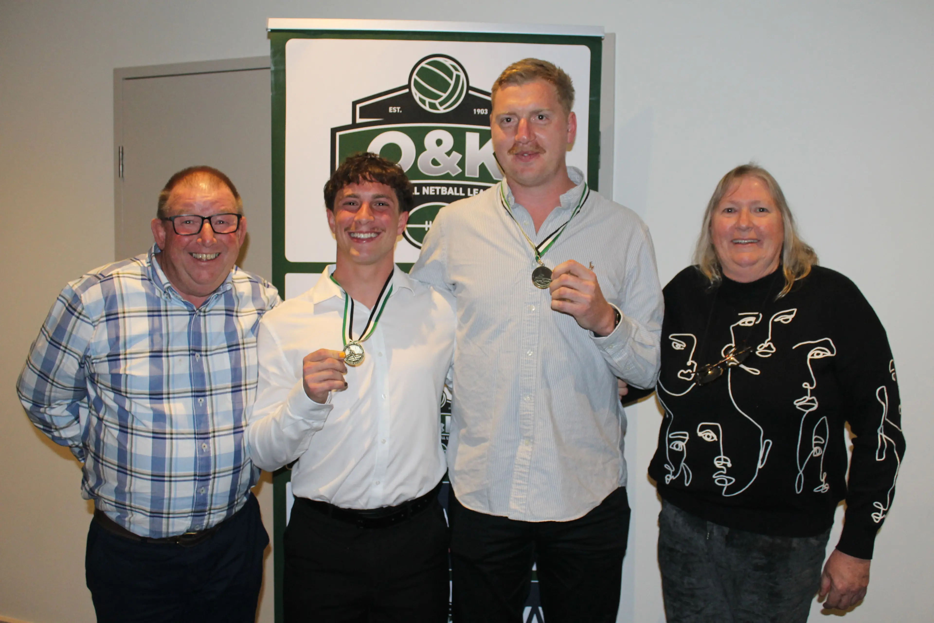 <p>CAN\\'T BE SPLIT: Greg (left) and Di Baker (right) presented the 2026 Clyde Baker Medal to both Zak Sartore and Cody Crawford at Sunday\\'s vote count. PHOTO: Nathan de Vries</p>\\n