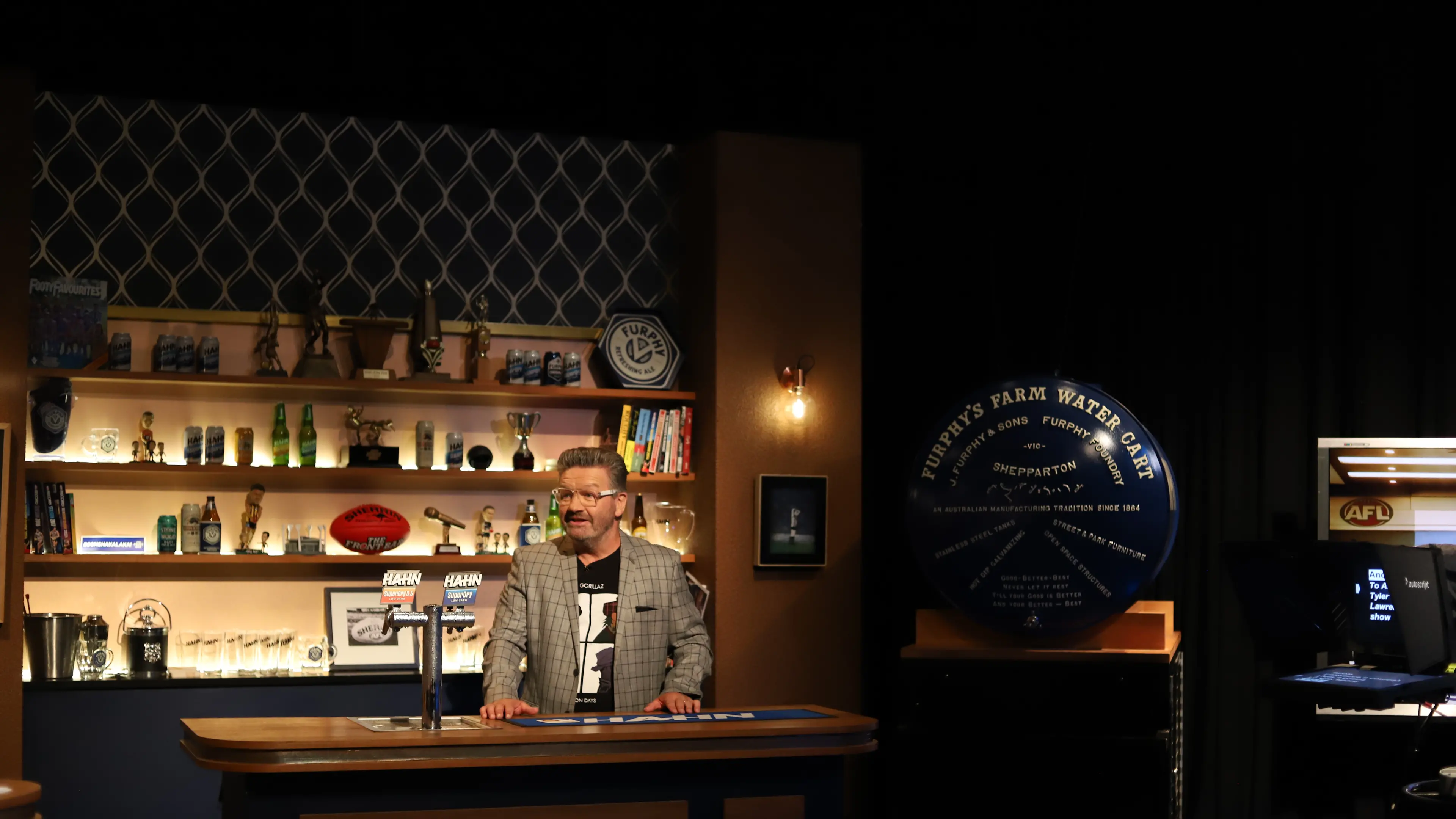Lawrence Mooney’s character party heads to town