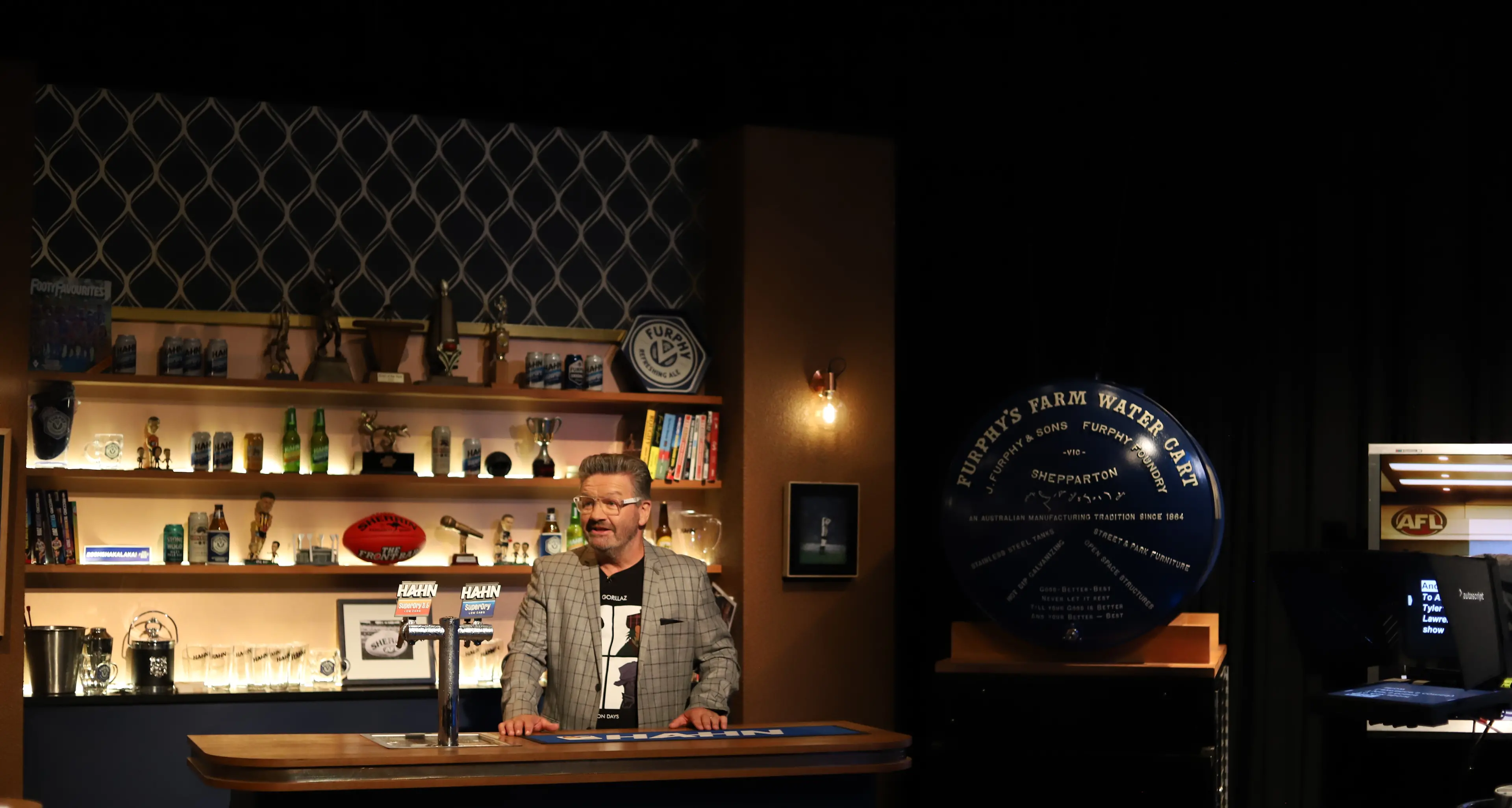 Lawrence Mooney’s character party heads to town