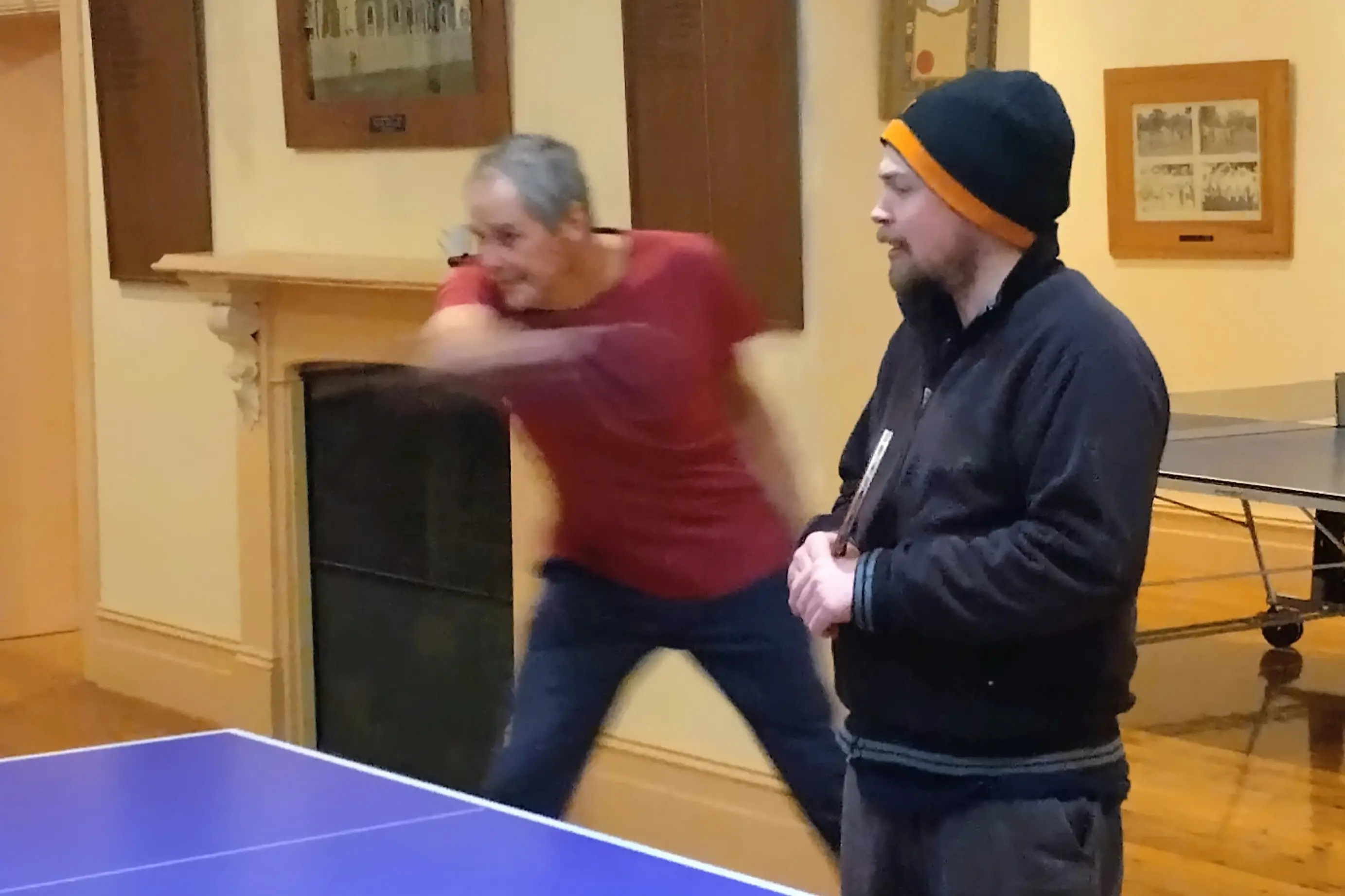 <p>YOUR HIT: Gary Coad takes a swing while Will Bonwick awaits the return.</p>\\n