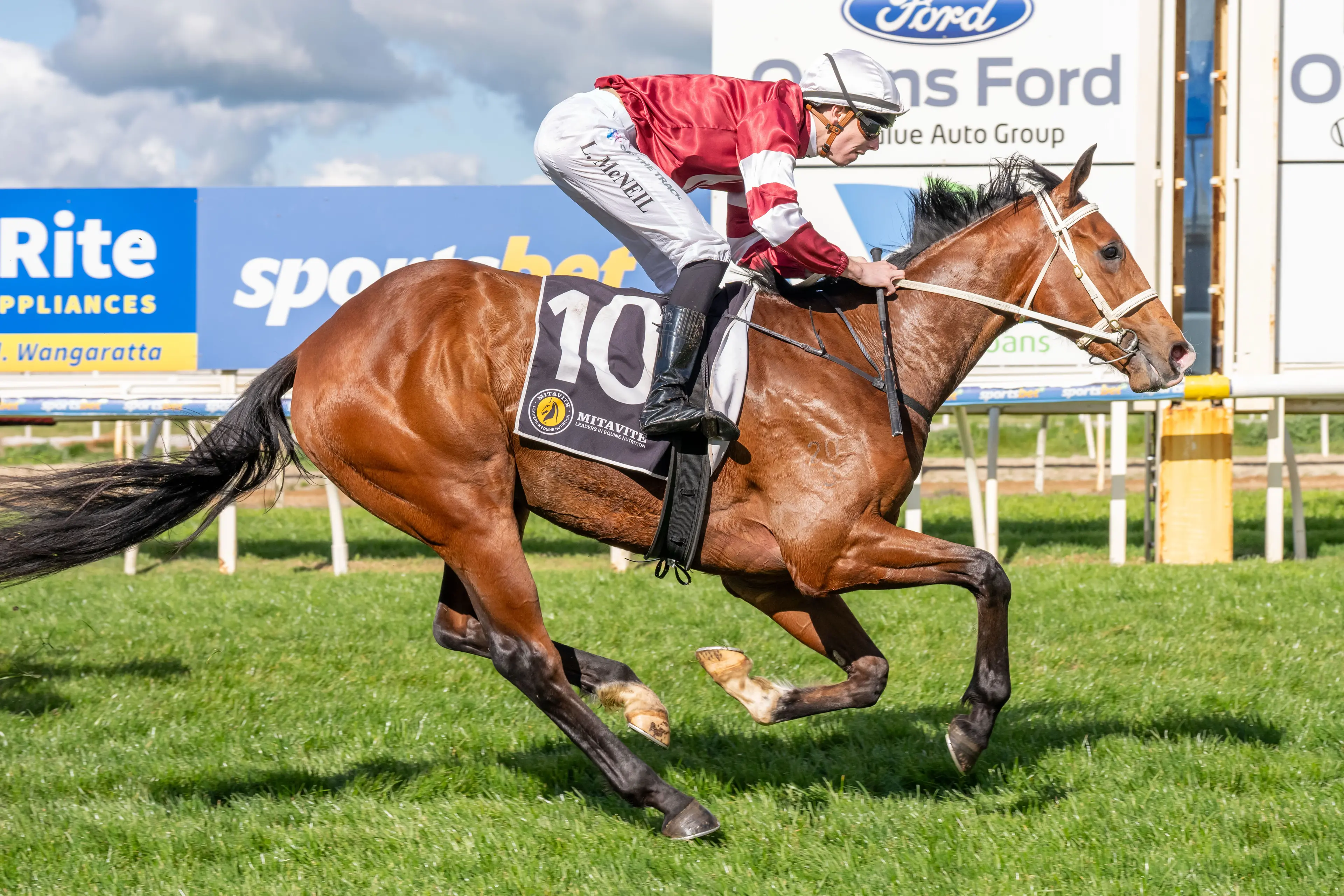 <p>PAST THE POST: Andrew Dale\\'s Cha Ching King claimed victory in race three at Wangaratta. PHOTO: Racing Photos</p>\\n