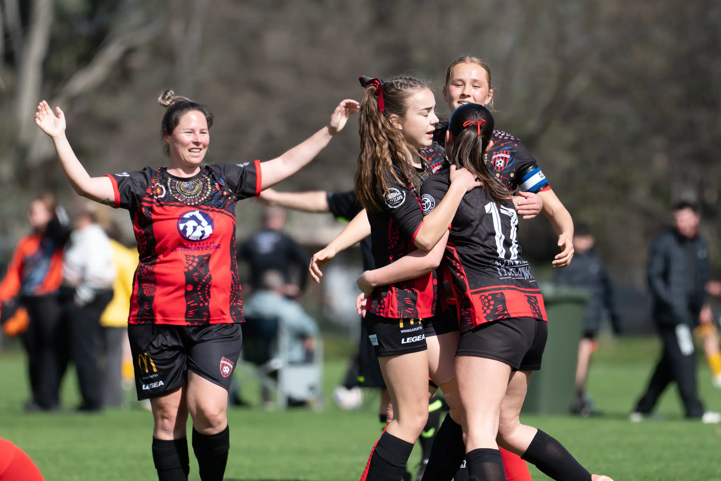 <p>THAT WINNING FEELING: The division two women are through to the grand final after a 3-0 win over Wodonga Diamonds. PHOTOS: Melissa Beattie</p>\\n