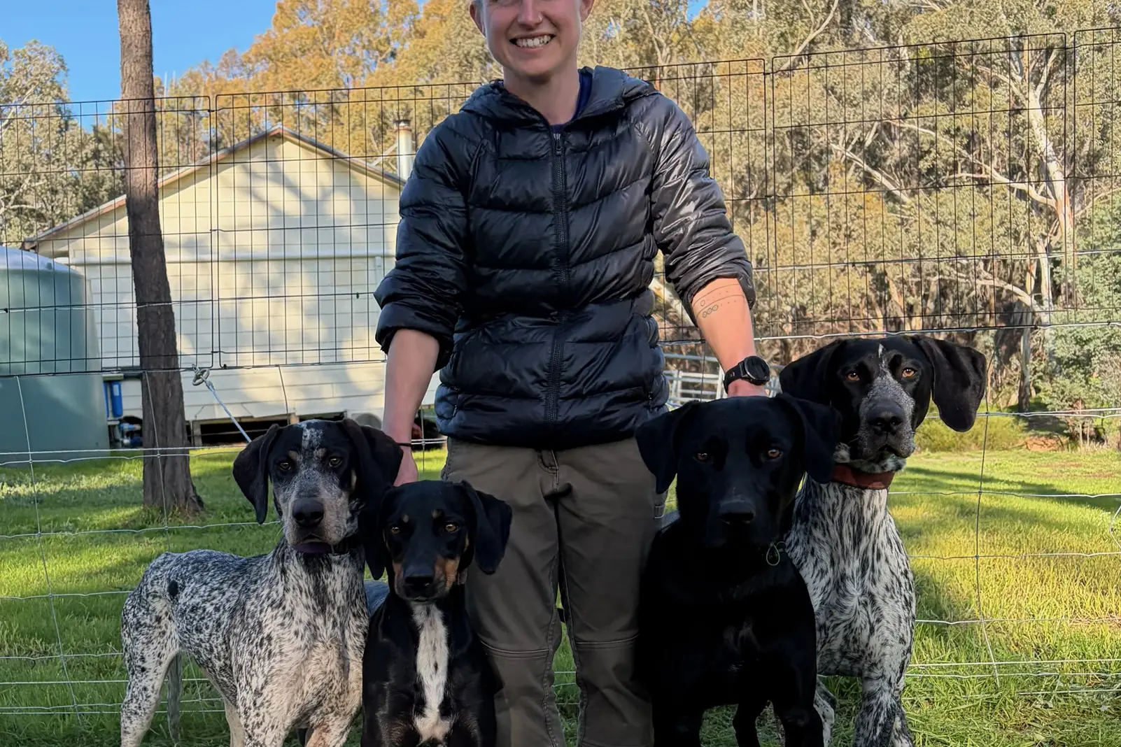 <p>ALL SMILES: Canicross athlete Jess Hercott clinched wins in the 2026 SDRQ Red Mile Muster & ASSA Nationals in the women\\u2019s canicross and two-dog bikejoring categories. Photographed with her two canines on the right Zephyr and Tiege with another two dogs belonging to her partner - Bluey (left) and Sully.</p>\\n