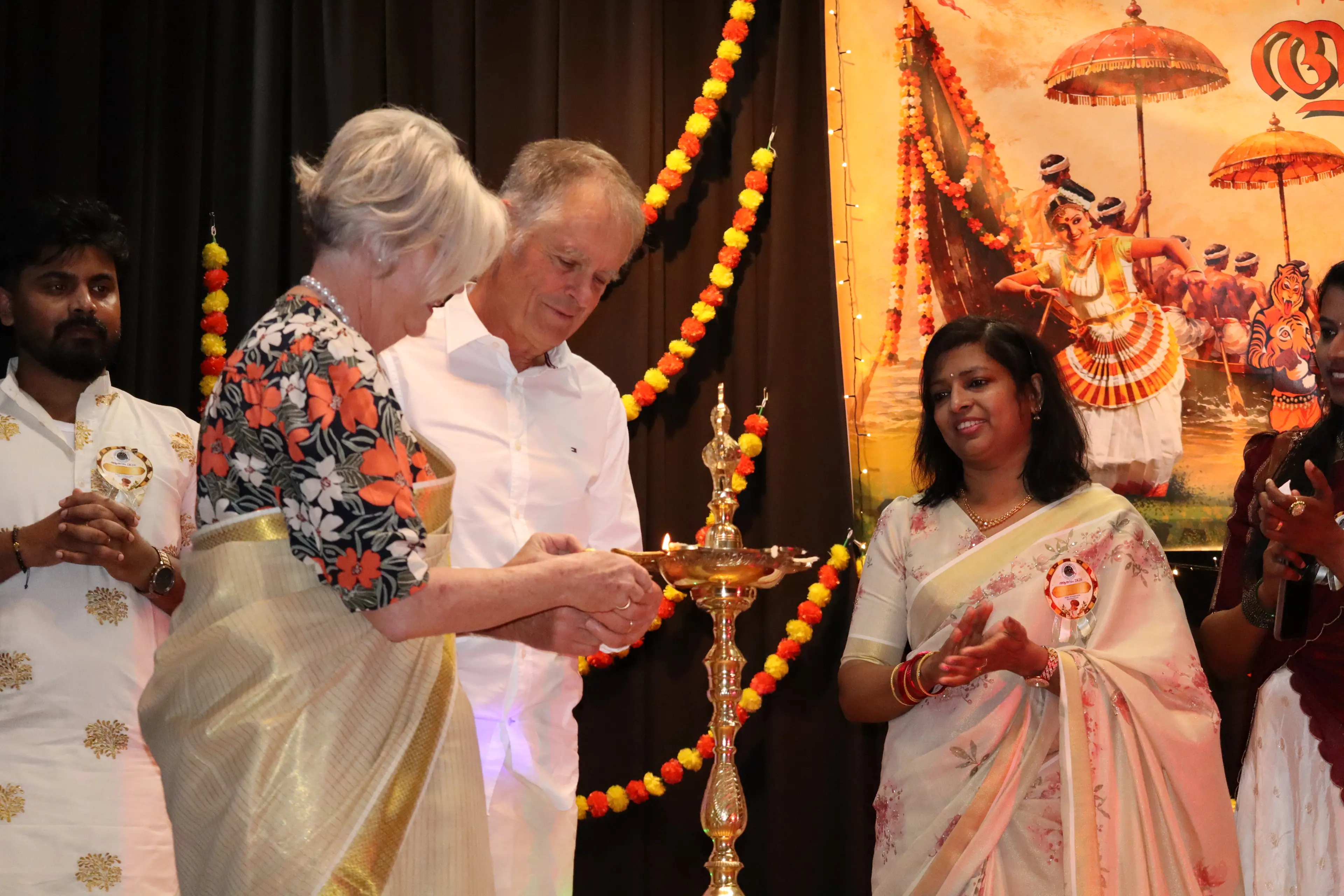 <p>HONOURED:  Independent Indi MP Helen Haines Helen Haines and husband Phil Haines lighting the traditional lamp as part of Onam celebrations.  PHOTO: Supplied</p>\\n