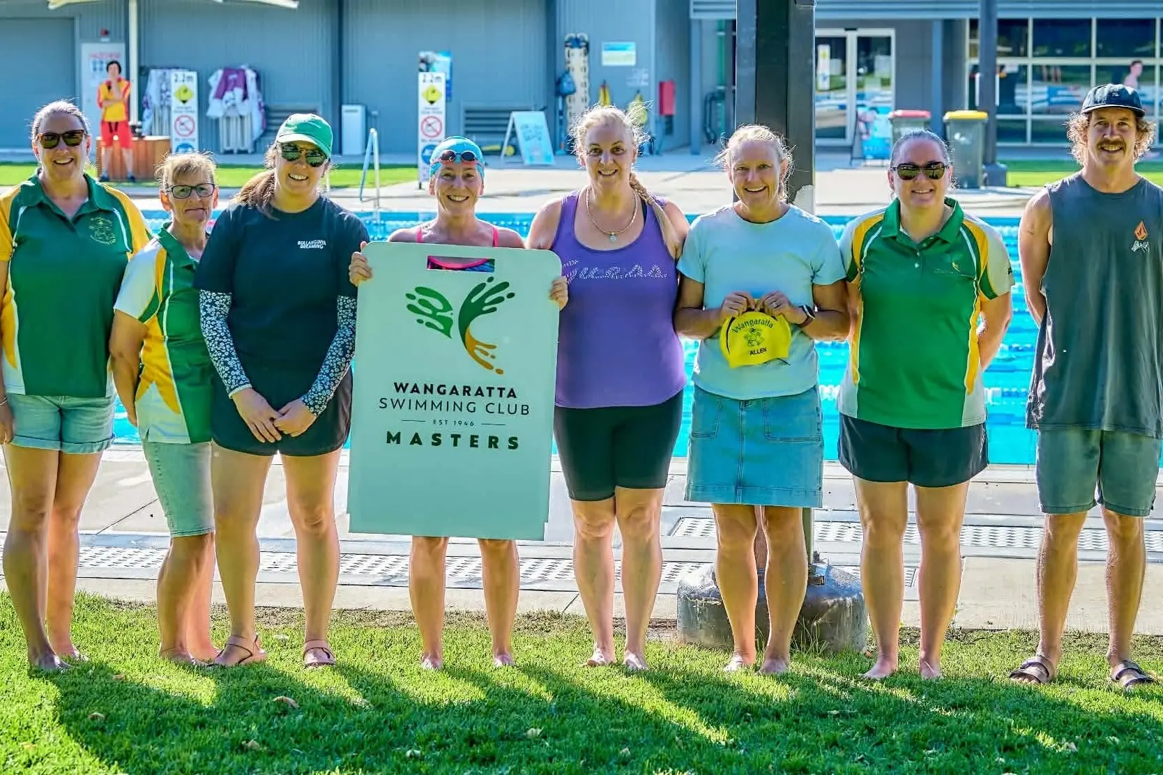 <p>ACTIVATING THE MIND: Wangaratta Masters Swimming Club members (from left) Kristen Glenister, Robyn Brown, Alexa Ridgway, Floret Meredith, Maria Favetti, Allison Allen, Megan Barnden and Tye Nykvist invite community members to participate in a unique swimming and writing workshop. </p>\\n