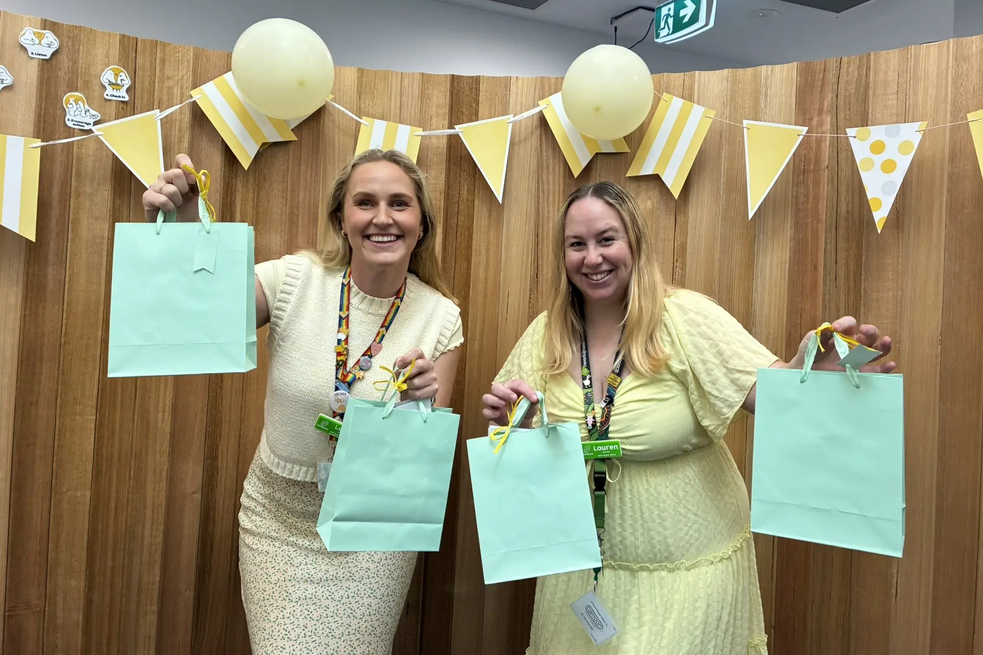 <p>WELCOMING SPACE: The staff at headspace Wangaratta, including community awareness and engagement coordinator Lara Taylor and client liaison officer Lauren Dinsdale, decorated the centre for R U OK? Day with young people visiting the service able to pick up specially created goodie bags including helpful resources. PHOTO: Jordan Duursma </p>\\n