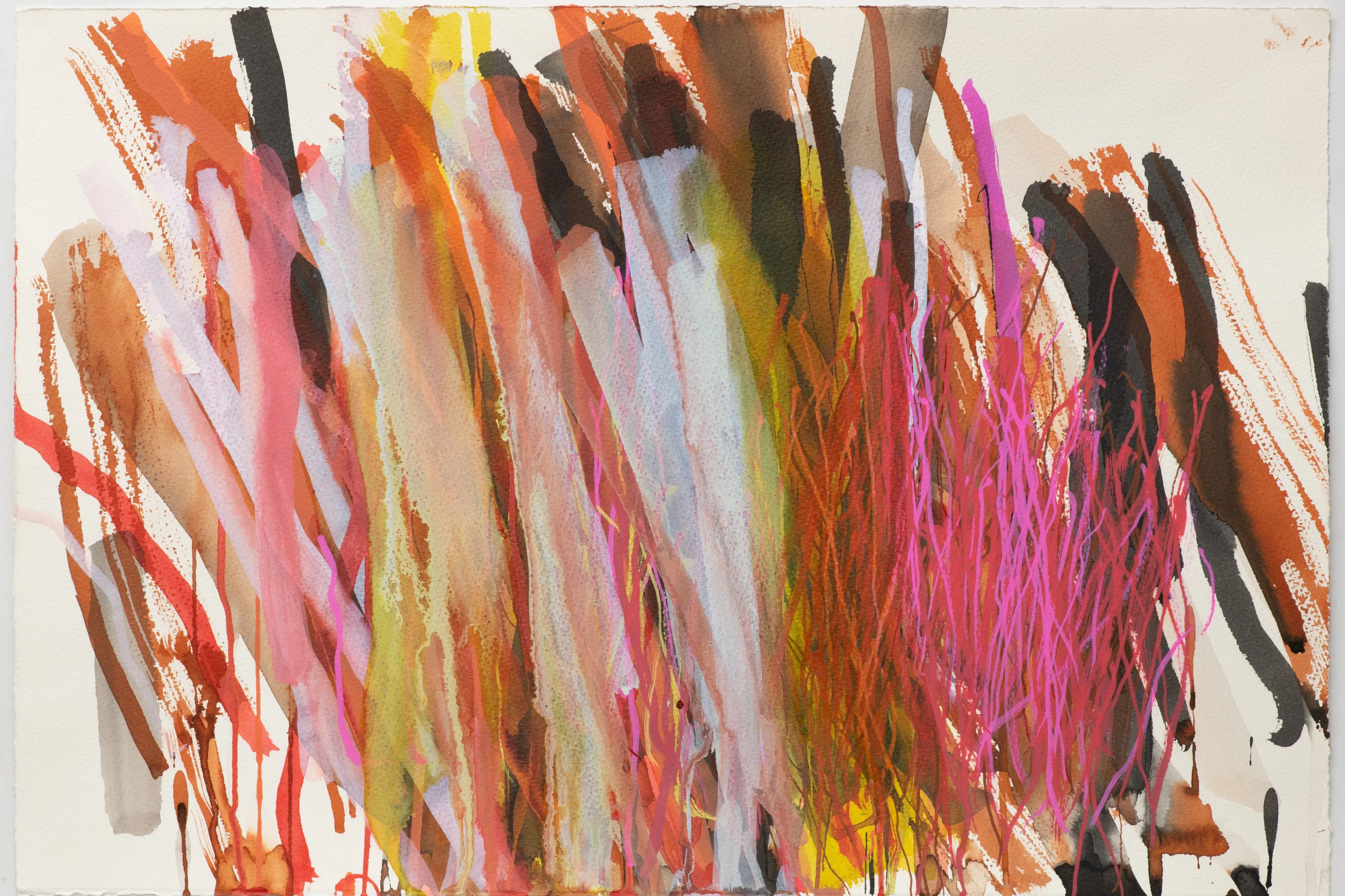 <p>EXPLORATION: Ross O\\u2019Meara\\'s works explore the expressive possibilities of line and colour, forming layered images that evoke long grasses, reeds and shifting natural landscapes. </p>\\n