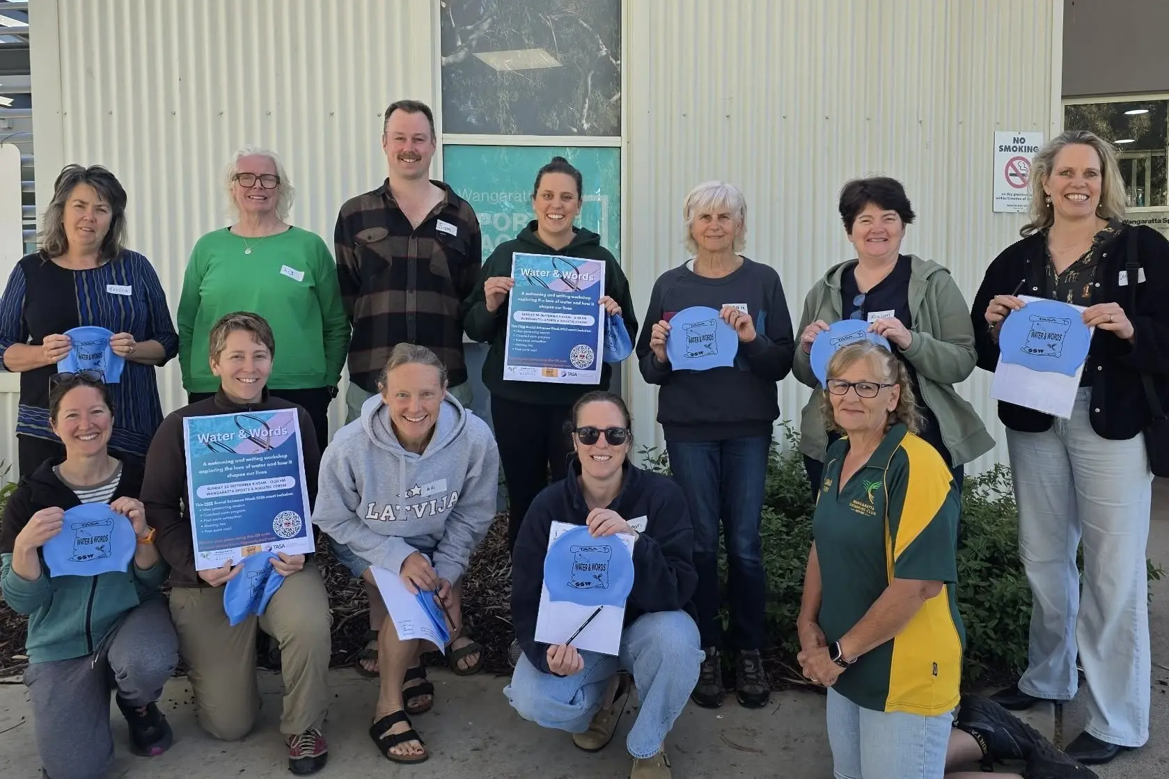 <p>LETTING THE WORDS FLOW: Participants in the \\'Water and Words\\' session (back) Tricia Impink, Liz Grogan, Sam Reiher, Alexa Ridgway, Sarah Martin, Rowan O\\'Hagan, Corina Modderman, (front) Eleanore Sirianni, Flo Meredith, Allison Allen, Tegan Podubinski and Robyn Brown enjoyed the experience.</p>\\n