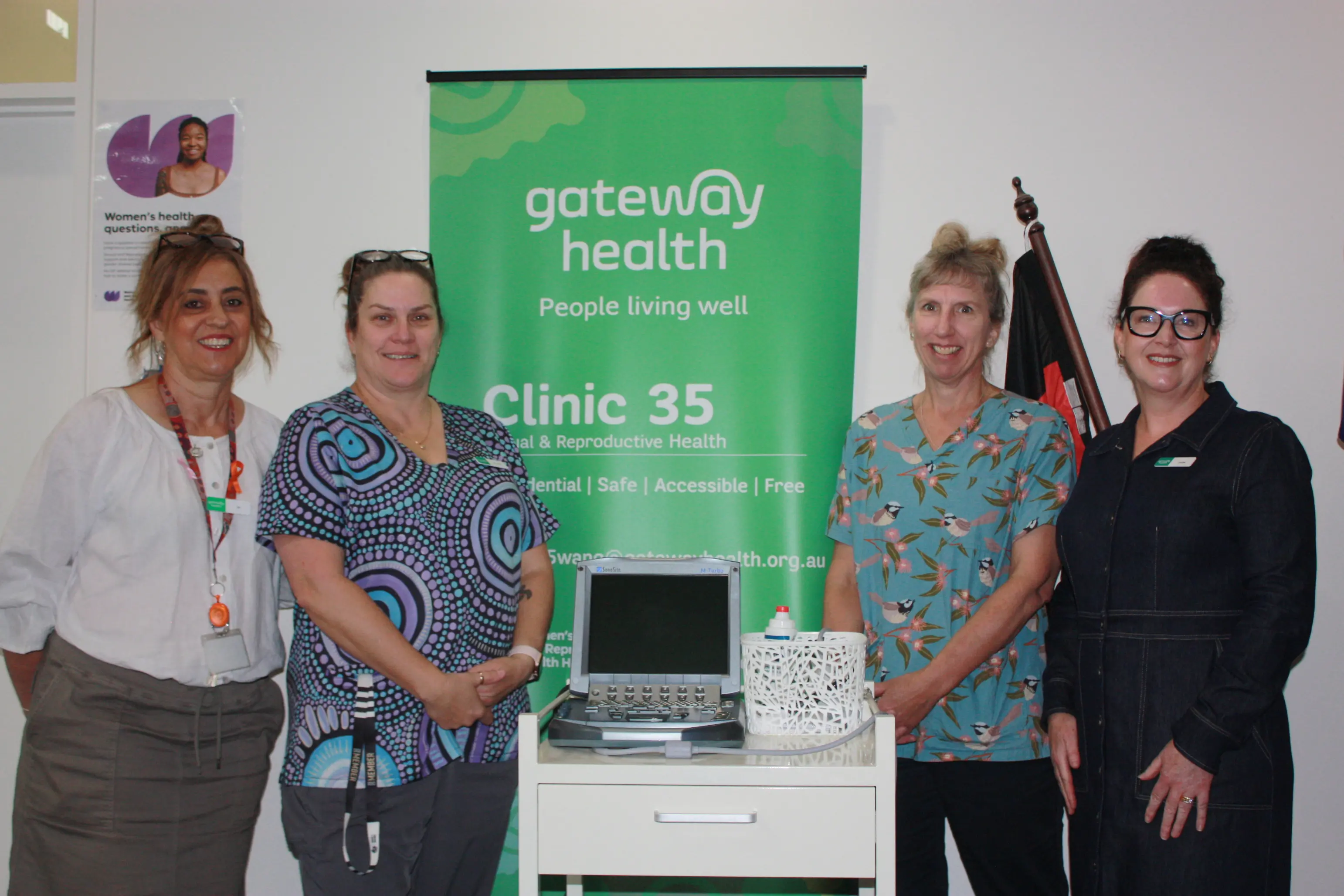 <p>HEALTH CARE SUPPORT: Gateway Health business manager Jo Zamperoni (left), sexual health nurses Brodie Pascoe and Ange Davidson, and general manager Jodie Finlayson have welcomed the implementation of ultrasound equipment at their Wangaratta and Wodonga clinics. PHOTO: Grace Fredsberg</p>\\n