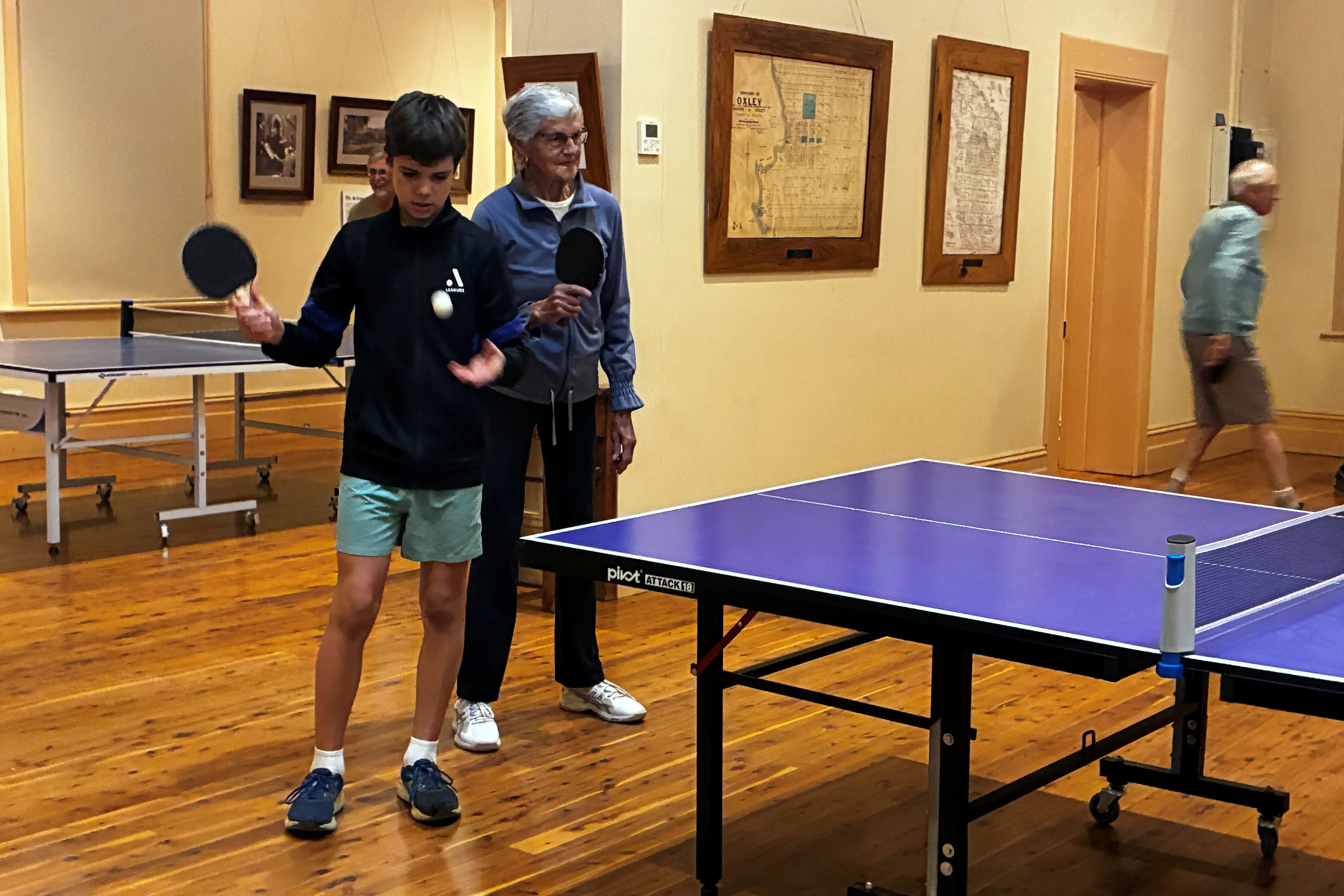 <p>ARMY OF TWO: Jack Spring and Ruth Shalders pair up at the weekly Oxley table tennis group. PHOTO: Jason Mullins</p>\\n