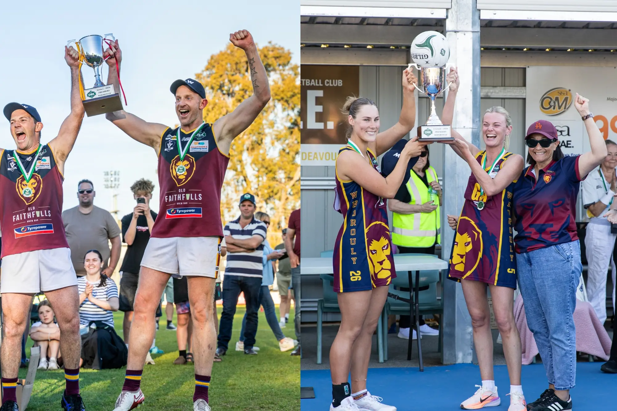 <p>STEPPING DOWN ON A HIGH: Mike Newton and Kelly Cousins will step down as Whorouly senior football and A grade coaches after leading their teams to respective premierships last season. Both will remain heavily involved at the club. PHOTOS: Marc Bongers</p>\\n