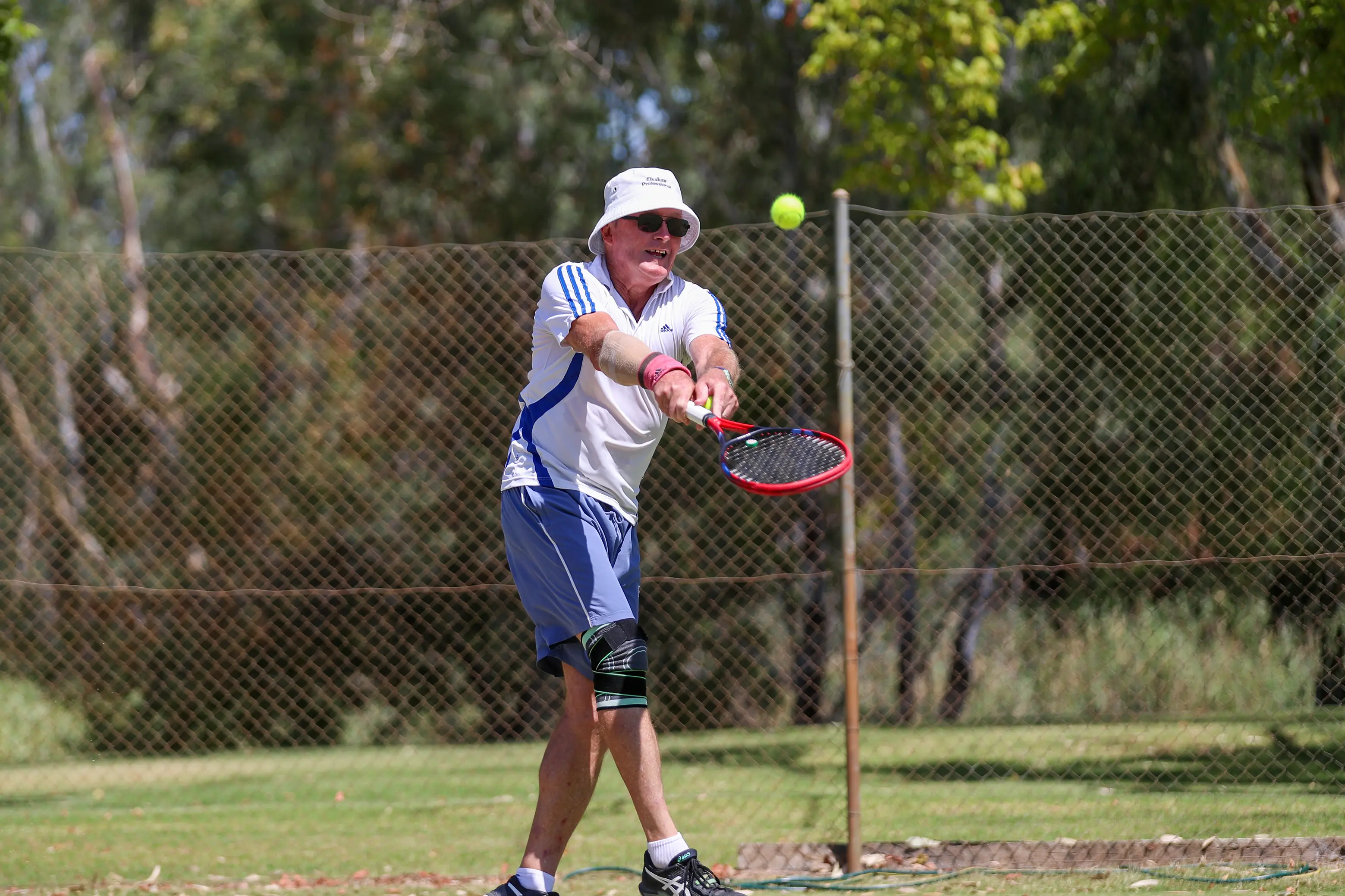 <p>LIKE A FINE WINE: Mark Gorman, pictured at the Merriwa Park courts last summer, was back in action at the weekend in the opening day of the new lawn tennis summer season.</p>\\n