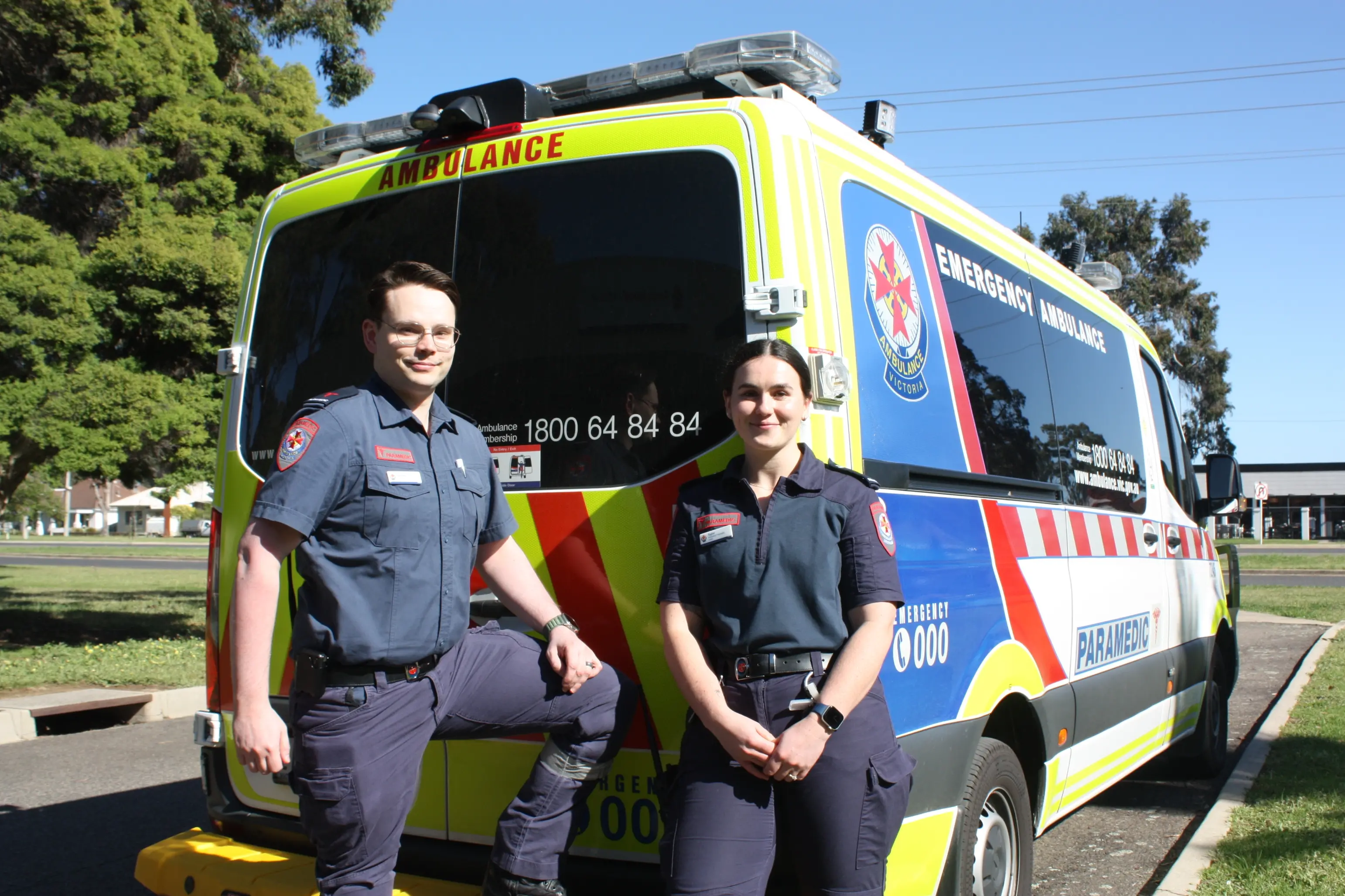 <p>STAY READY: Ambulance Victoria are appealing to the community to be informed in case of cardiac arrests incidents as part of their Shocktober campaign. Pictured are Wangaratta paramedics Micheal Simpson and Taylor Honey. PHOTO: Jordan Duursma </p>\\n