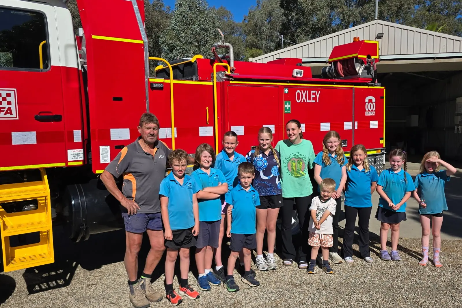 <p>YOU\\'RE INVITED: CFA Oxley brigade community safety officer Craig Peters with a contingent of eager Oxley kids ready for Saturday\\'s event. </p>\\n