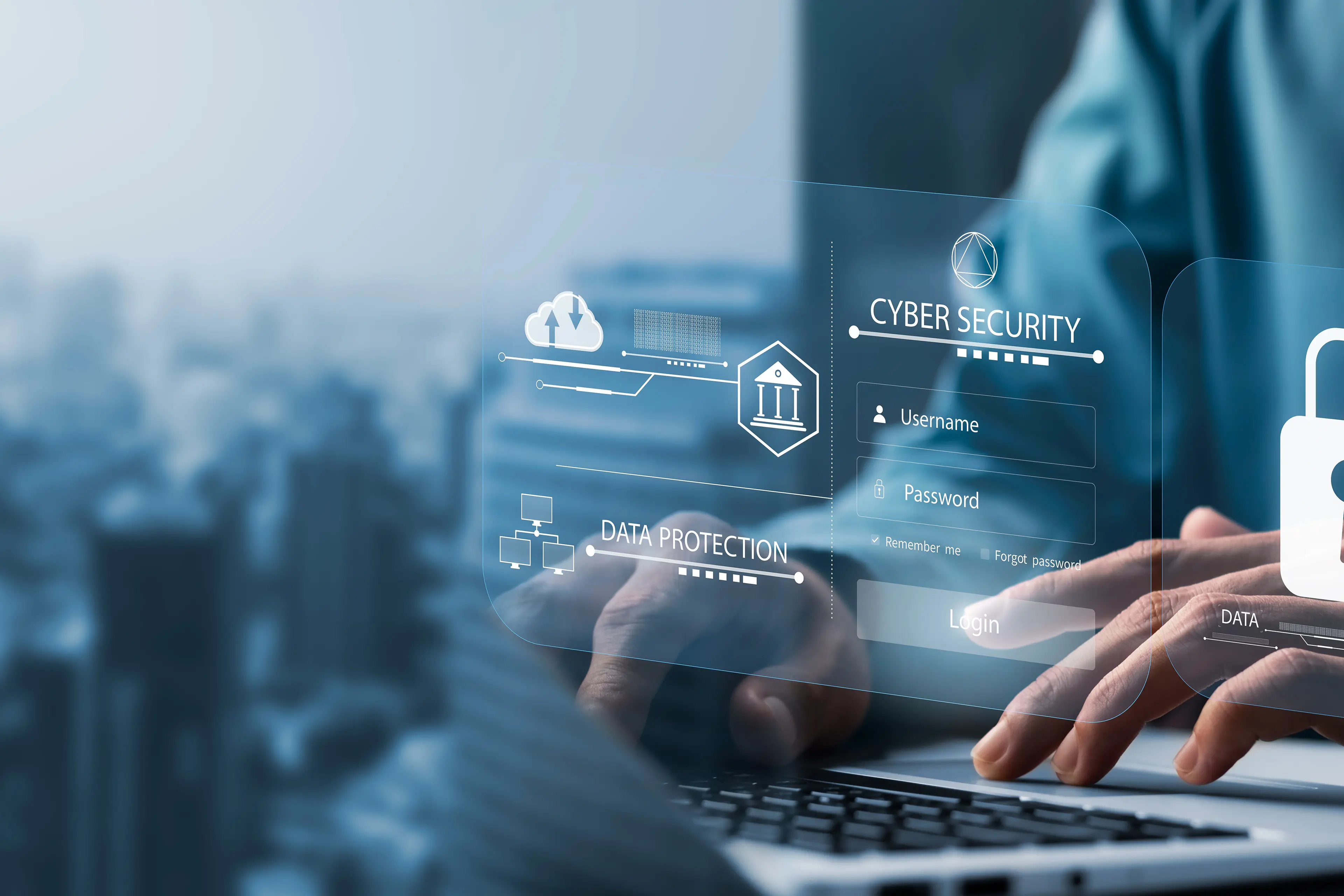 cybersecurity concept, user privacy security and encryption, secure internet access Future technology and cybernetics, screen padlock. , Thapana_Studio - stock.adobe.com